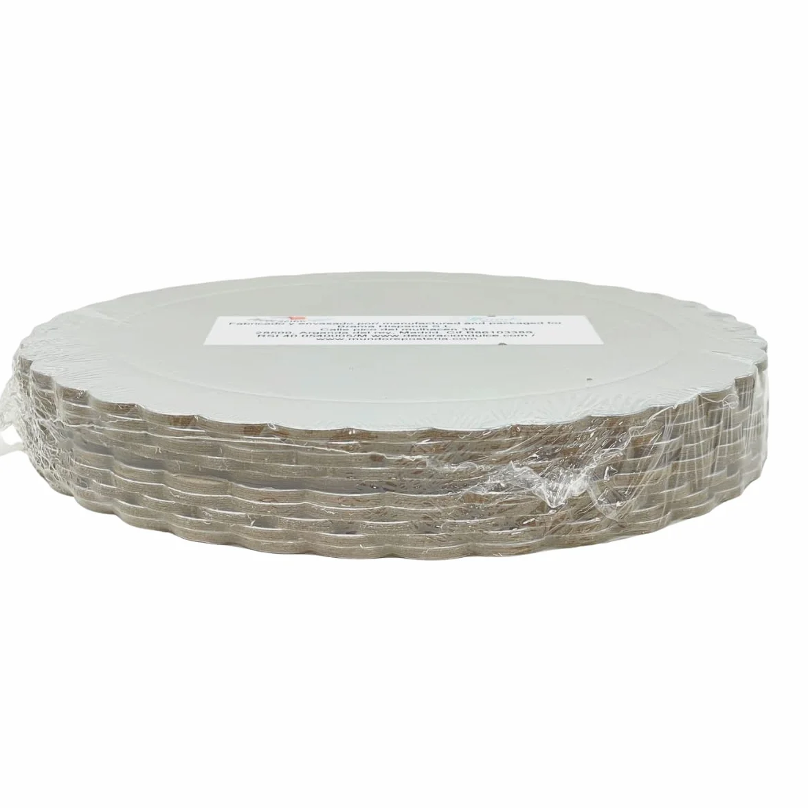 Decoraciondulce 10 x Discos/Bases Extrafuerte de 20cm X 3 Mm. Altura para pasteles (10 de Plata)