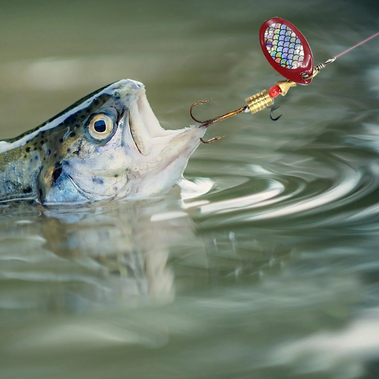 Señuelos Pesca Artificial 10 Piezas Kit Metal Cucharillas con Ganchos Caja Trucha Perca Lucio Salmón Bass