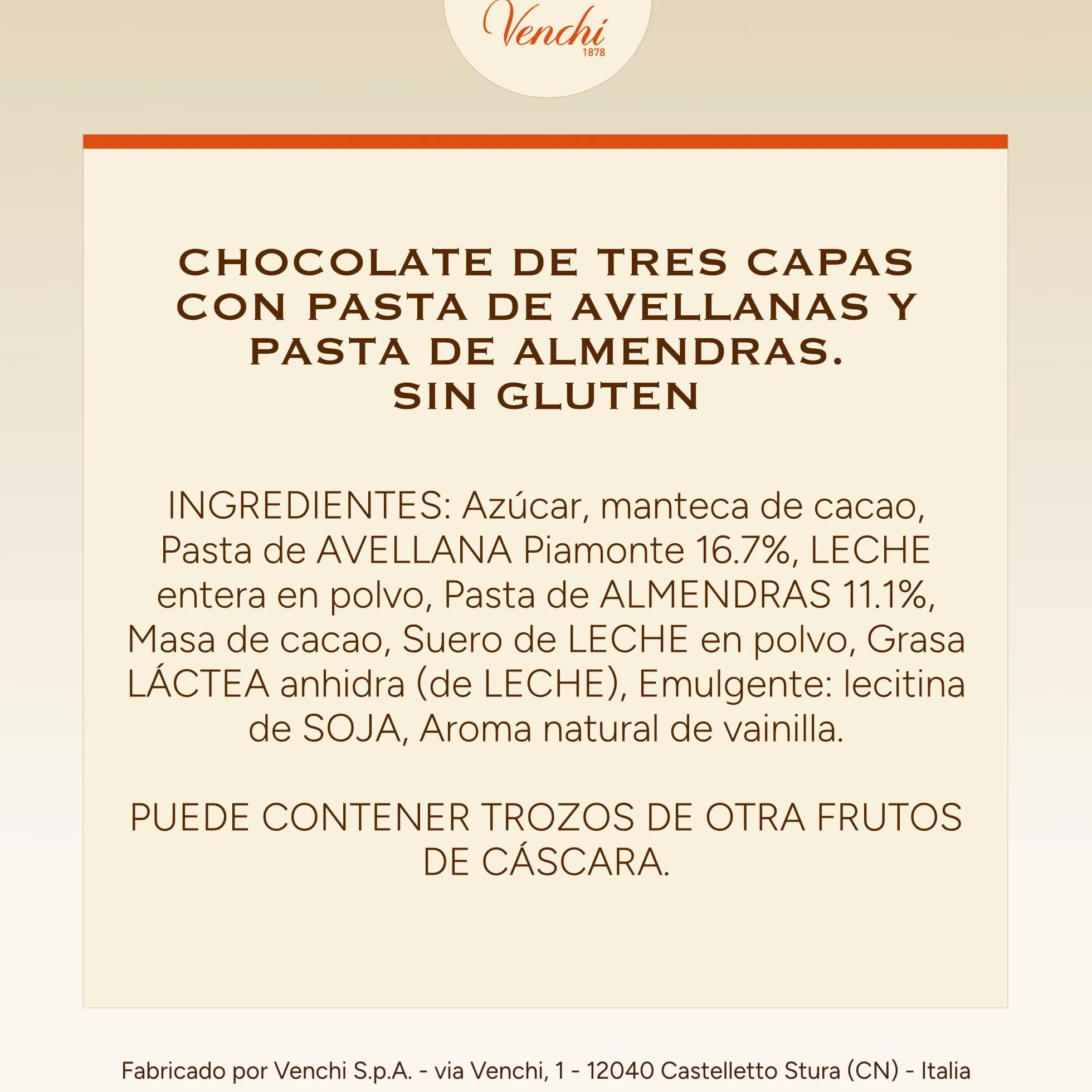 Venchi - Cremini 1878, Bombones de Triple Capa con exclusivamente Pasta de “Avellana Piamonte IGP” y Almendra, 1 kg, Sin Gluten, Sin Colorantes y Sin Conservantes