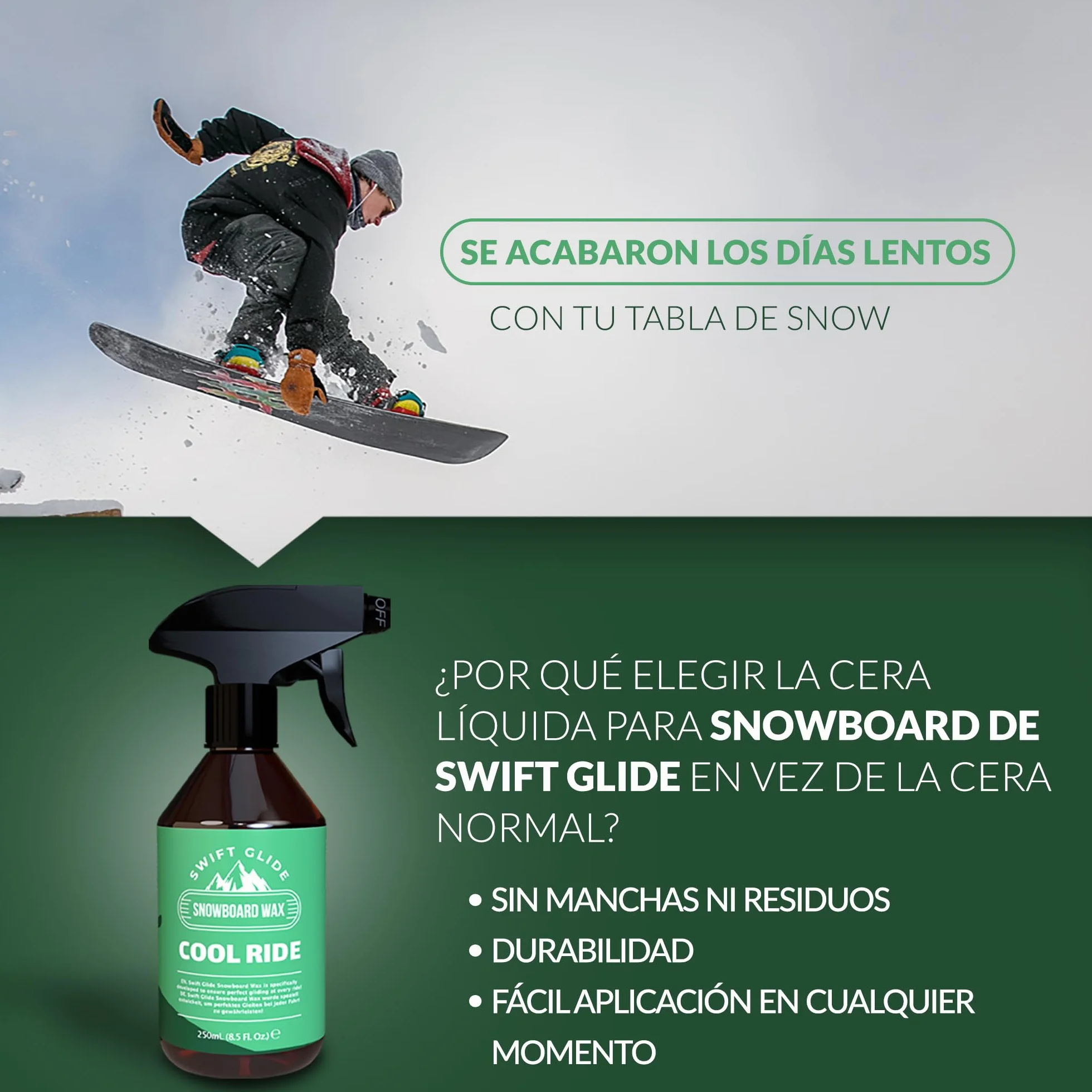 Cera para Esquí y Snowboard en Spray 250ml - Fácil Aplicación - No Mancha