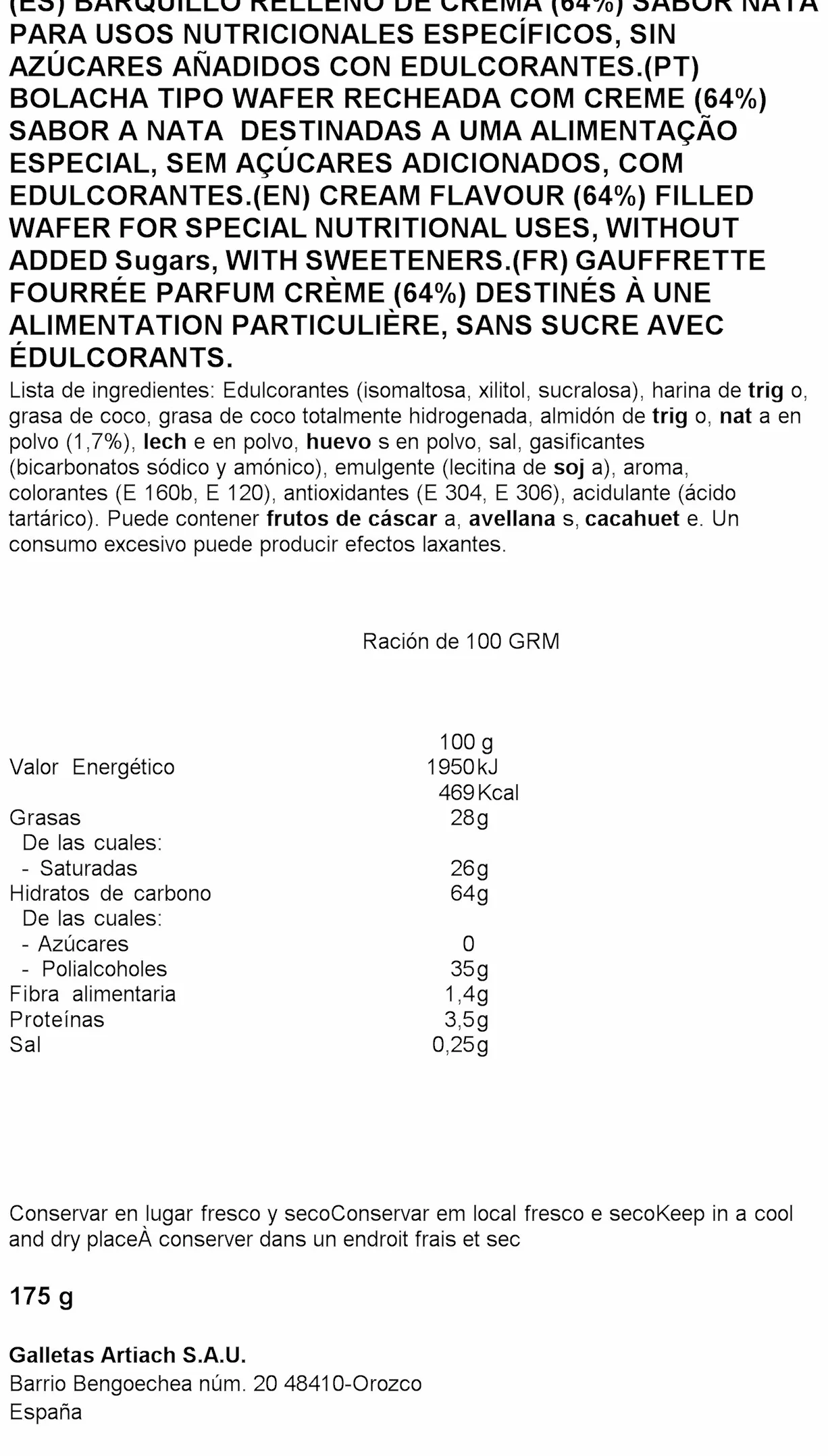 Artinata 0% Azúcares 175g