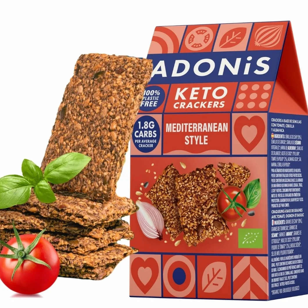 Adonis Cracker Proteici Keto al Pepe Nero & Sale Marino (Confezione da 10 x 60g) | Vegano & Keto Friendly | 100% Naturale | Senza Glutine