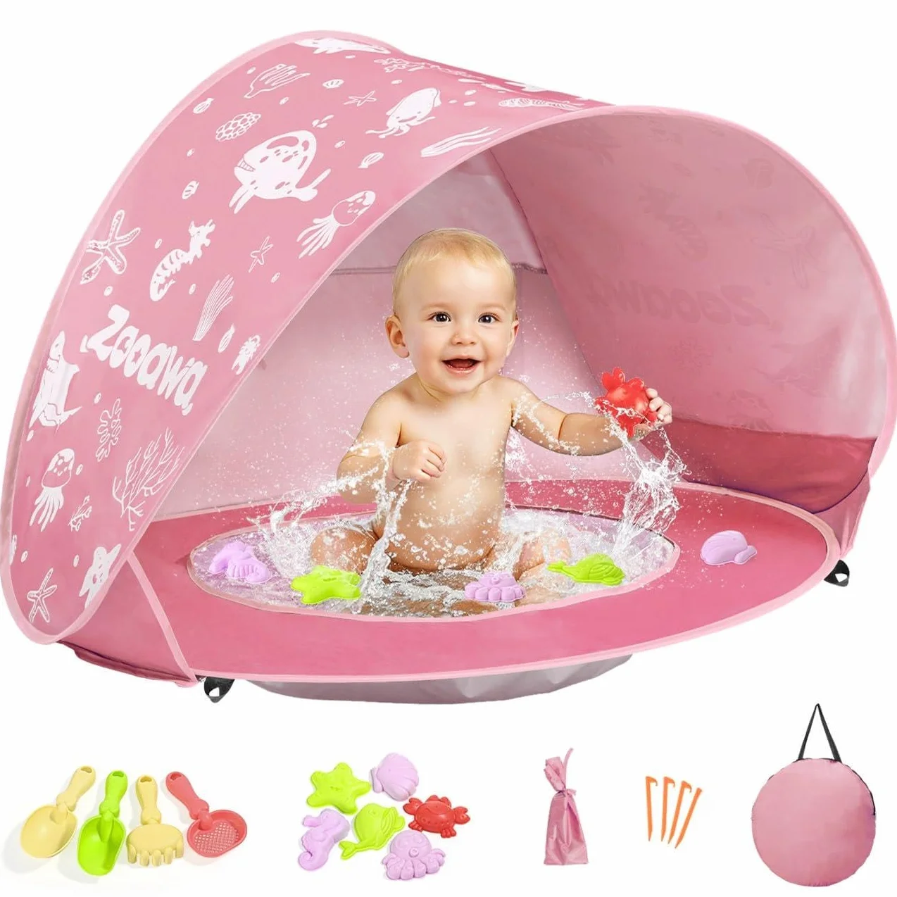 Tienda Playa Bebe Pop up con Piscina Plegable Portátil Protección Solar