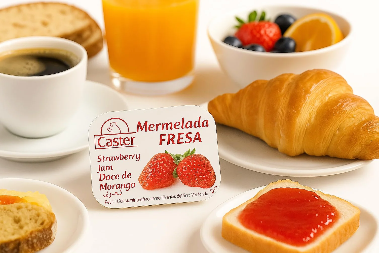 Mermelada en Monodosis 20g – Caja de 396 Tarrinas Individuales | Caster – Ideal para Hostelería, Oficinas y Uso en Casa (Fresa)