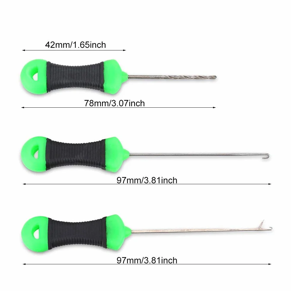 Alomejor Juego de 3 Brocas para Pesca de Carpas, Accesorios Resistentes para Línea de Pesca