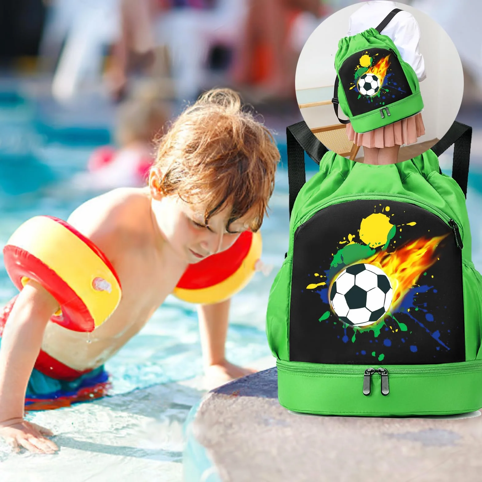YOUYIKE Mochila Deportiva Impermeable Bolsa Playa Gimnasio Viaje Cordón
