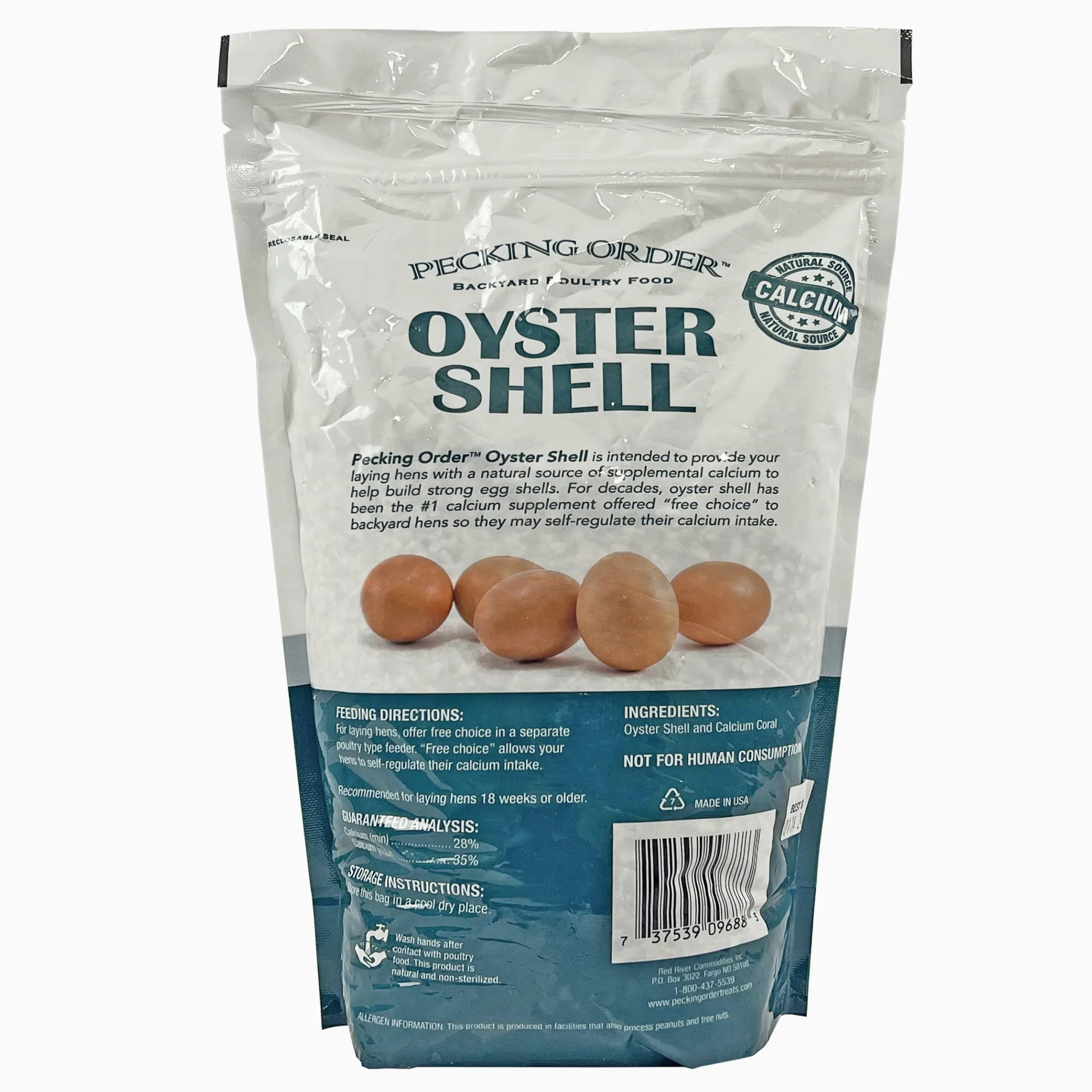 Pecking Order Oyster Shell - Suplemento de calcio para apoyar a las gallinas ponedoras y el desarrollo fuerte de la cáscara de huevo (5 libras)