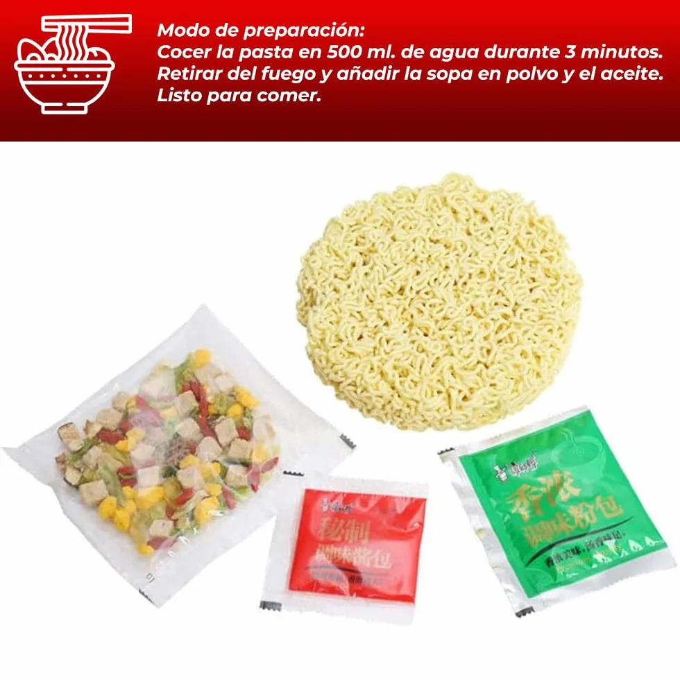 Pack 24 Ramen Fideos Instantáneos Sabor Ternera - Instant Noodle Tallarines