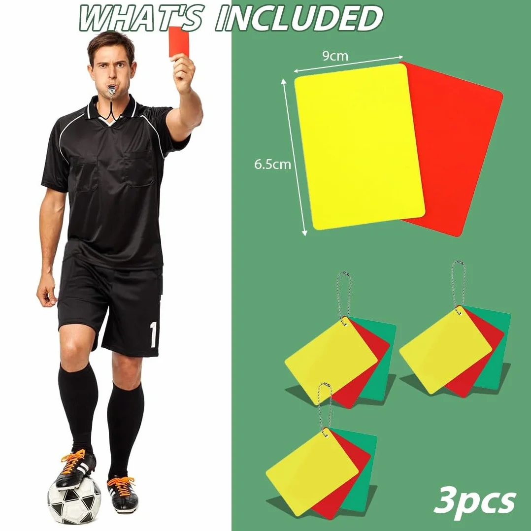 Juego de 9 Tarjetas de Árbitro de Fútbol Verdes Rojas y Amarillas para Deporte Escolar