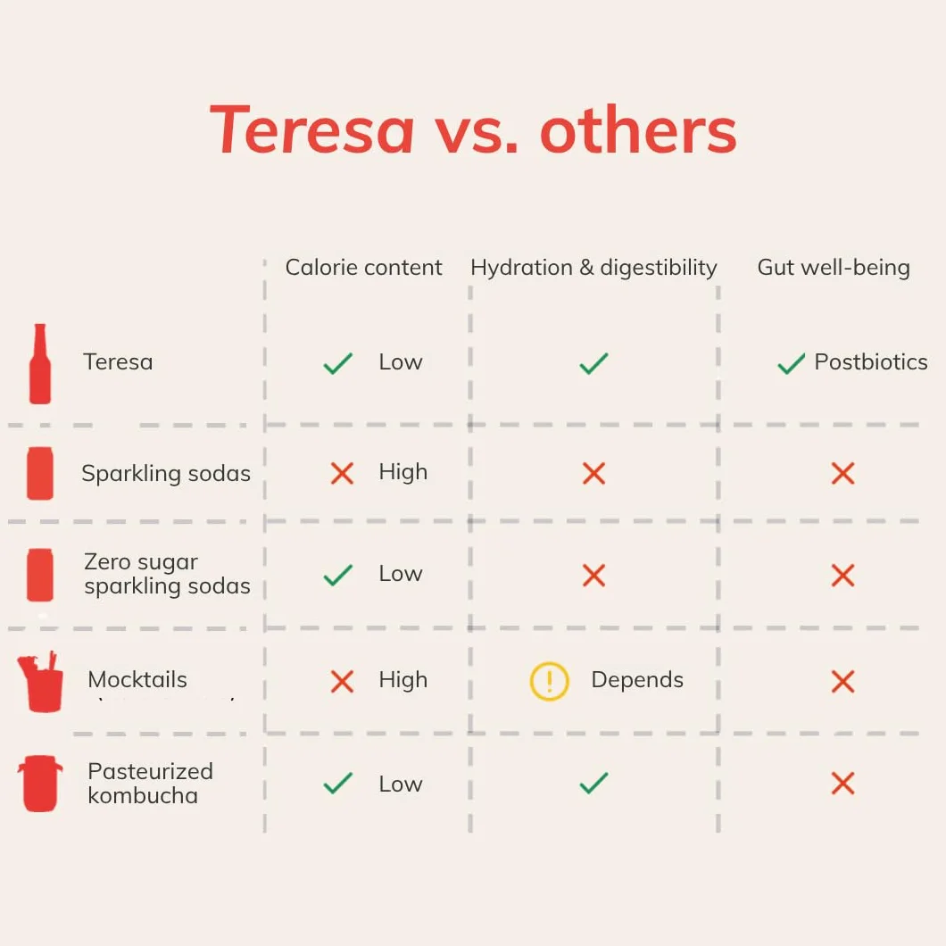 Teresa Kombucha Espumoso con Postbióticos – Bebida Fermentada Natural Pasteurizada – Alternativa saludable y sin alcohol – Botella de 275ml – Sabor a melocotón – Made in Italy