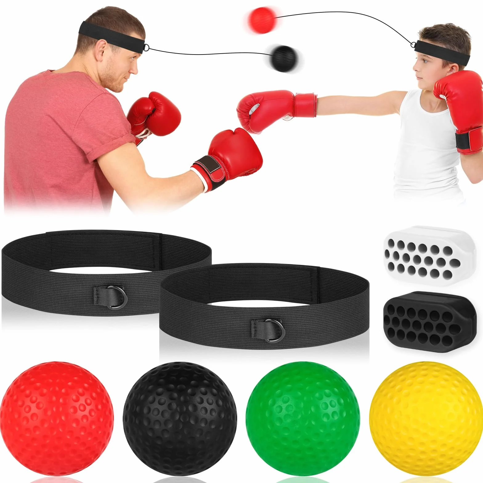 flintronic Pelota de Reflejos Boxeo, Bola de Entrenamiento de Boxeo con Diadema para Fitness MMA Muay Thai