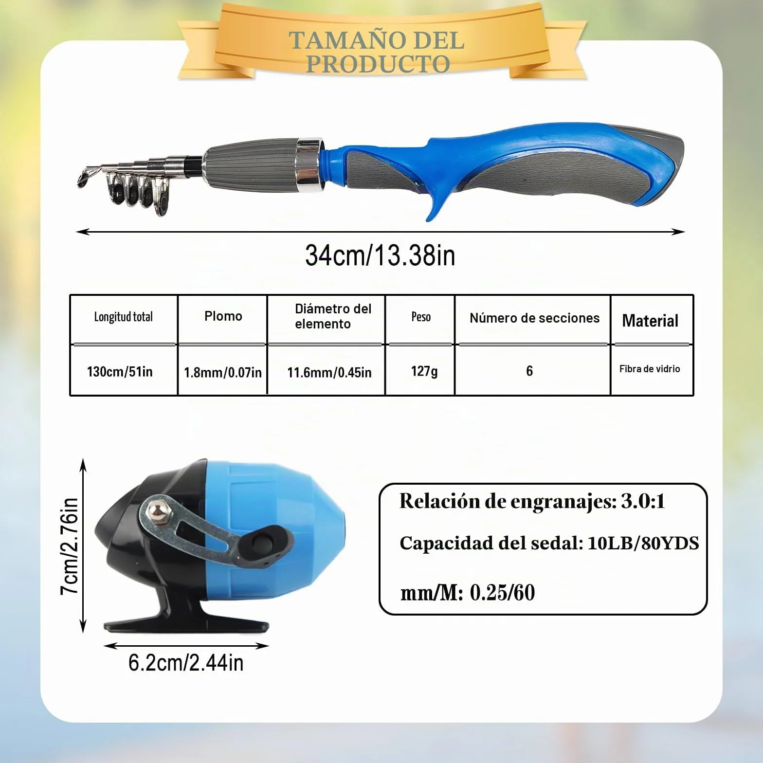 dellyy Cañas de Pescar para Niños, Juego de Pesca Telescópica con Accesorios y Bolsa