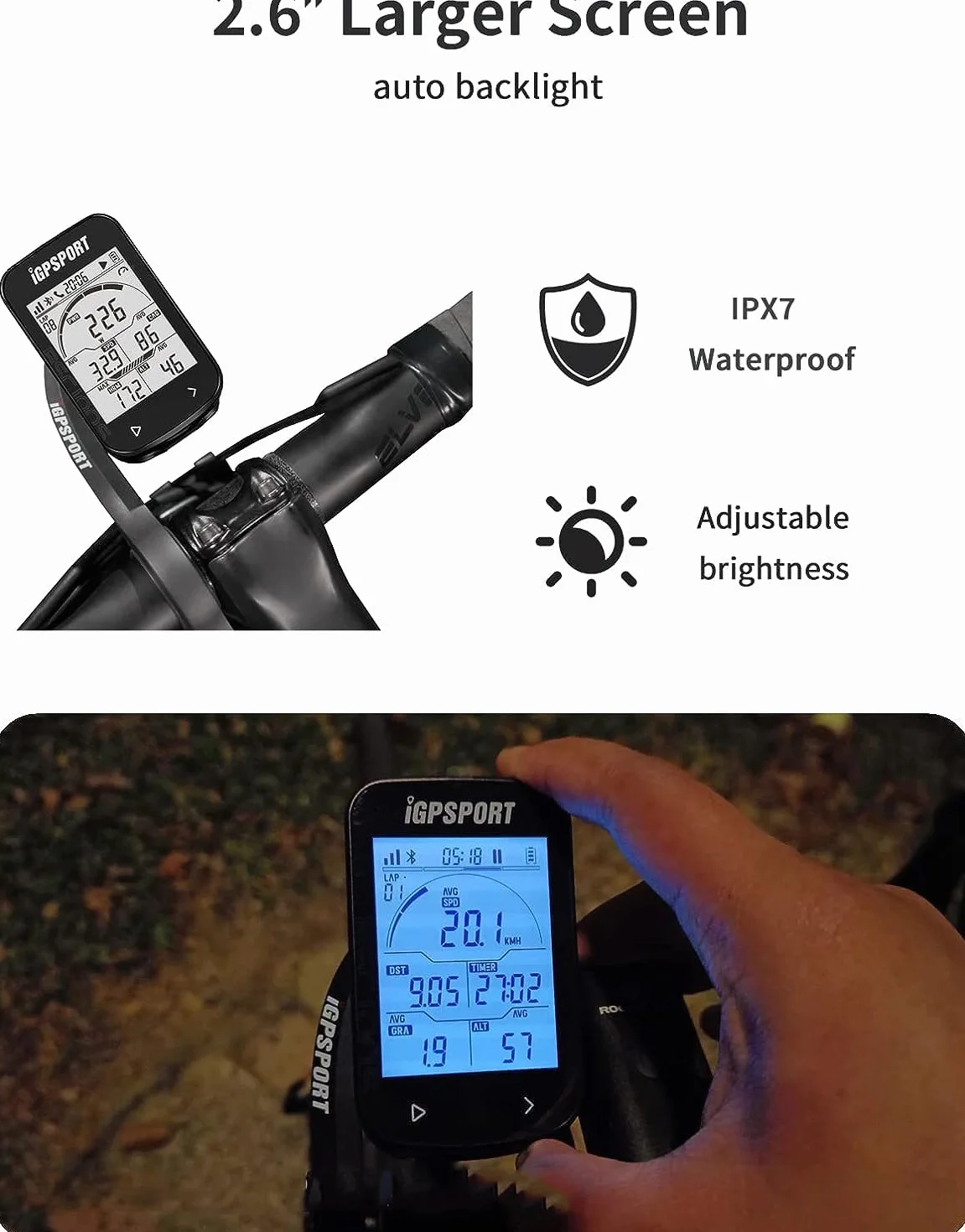 iGPSPORT BSC100S Ciclocomputador GPS 2,6 Pulgadas Ant+ Inalámbrico Impermeable IPX7 Velocímetro Odómetro 40 Horas Batería