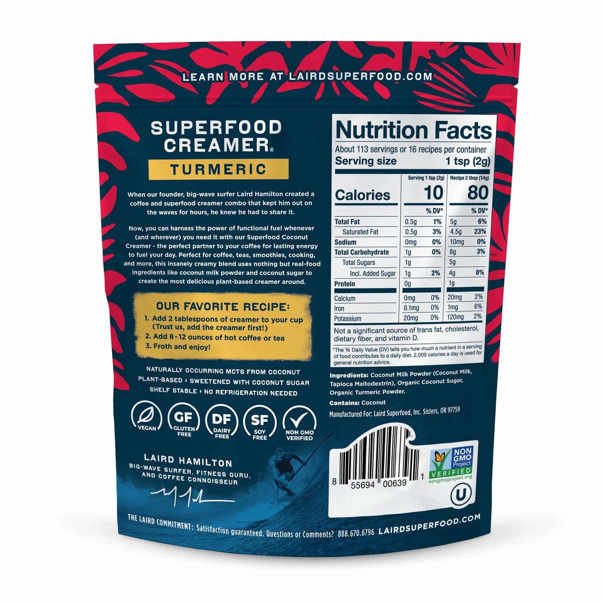 Laird Superfoods - Crema en polvo de cúrcuma - 8 oz.