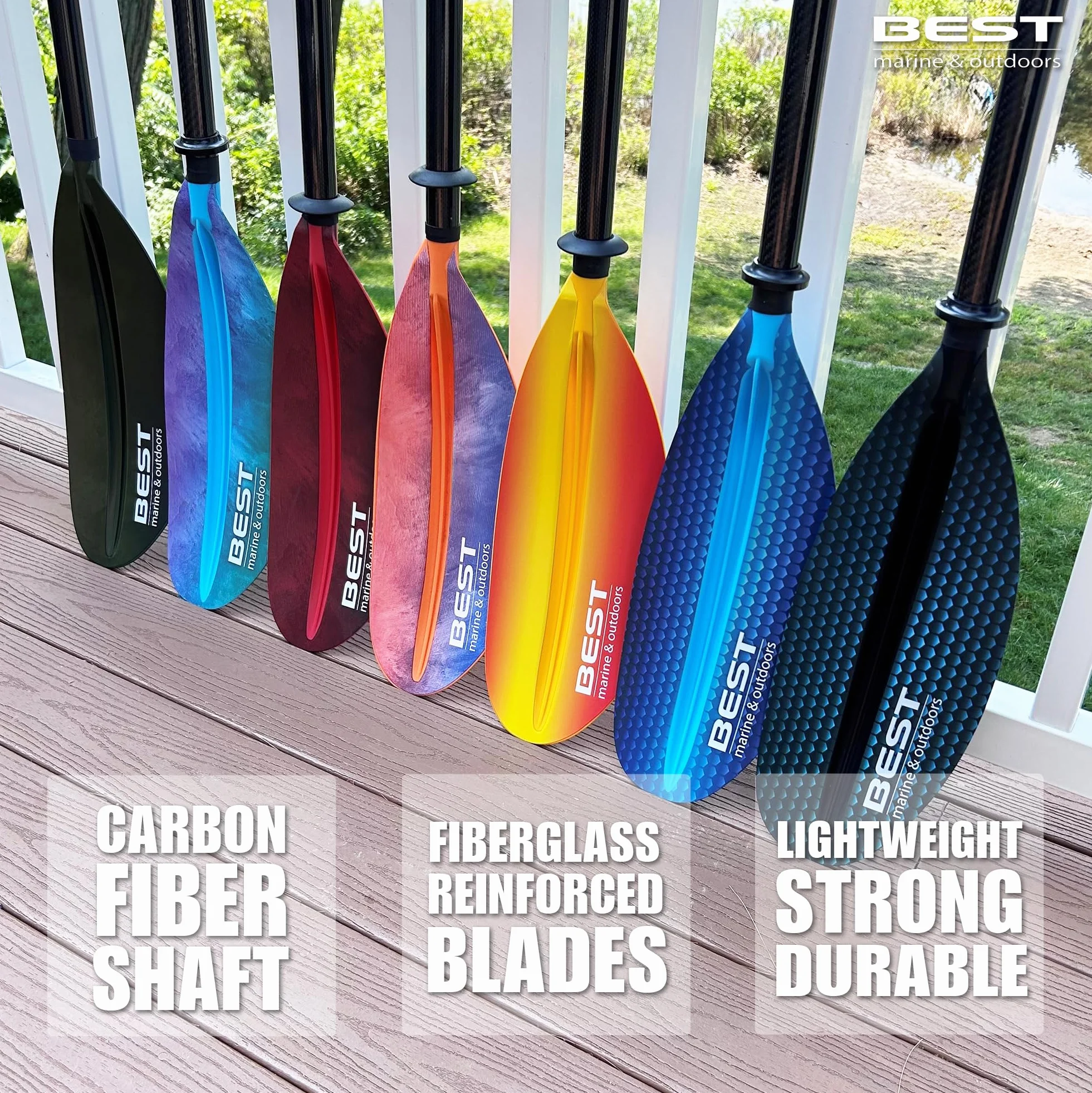 Remo de kayak de fibra de carbono y polipropileno reforzado con fibra de vidrio para adultos