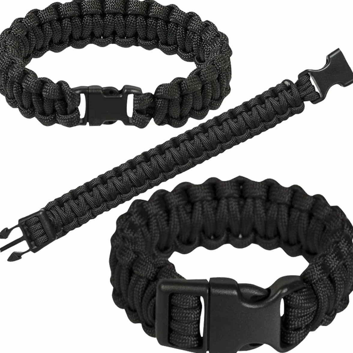Mil-Tec Paracord Muñequera 15mm Negro