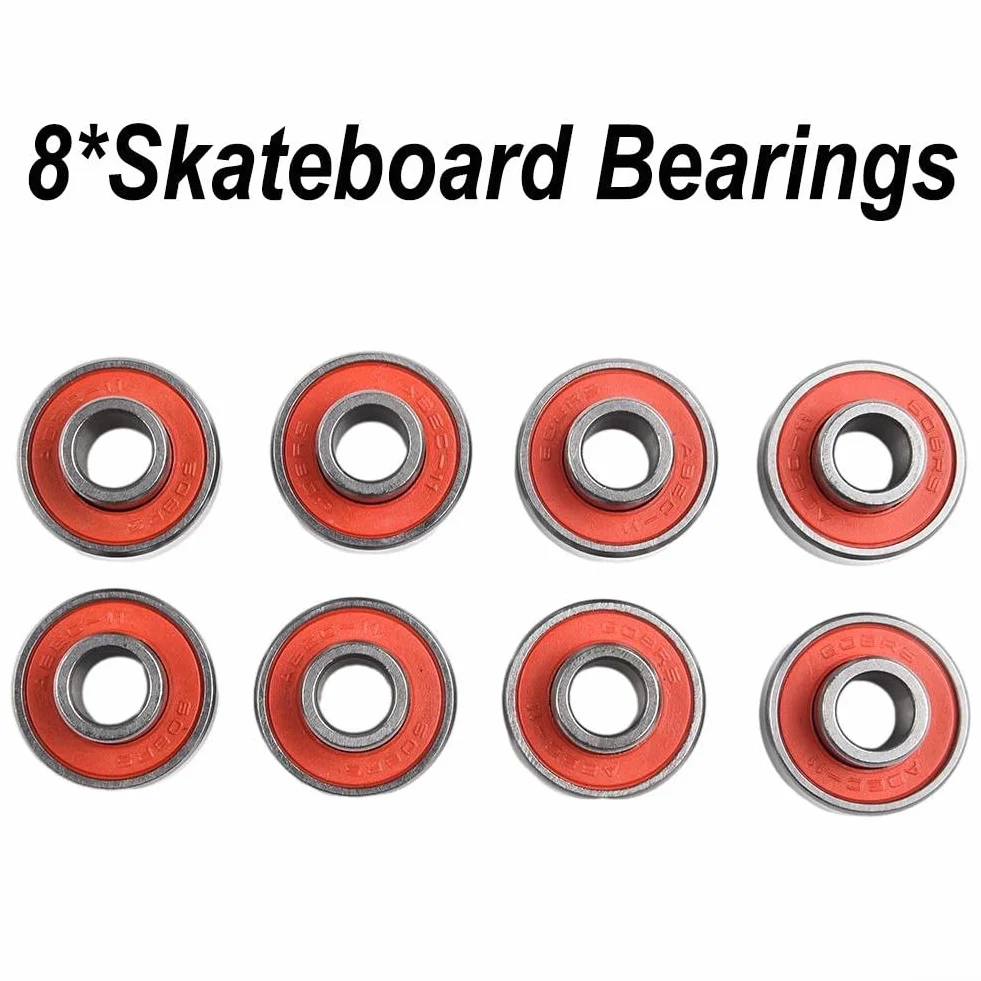 DAZZLEEX 608 2RS ABEC11 Rodamiento de acero, silencioso, placa larga, 8 piezas