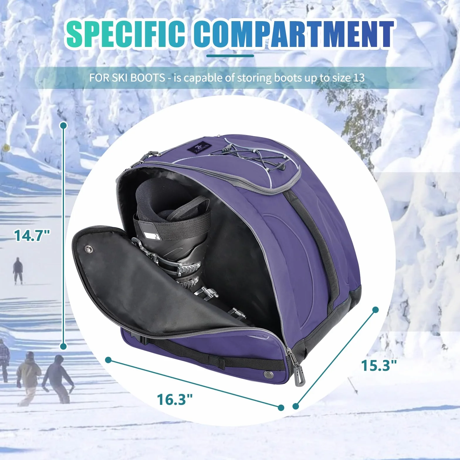 ZOUNICH Bolsa para Botas de Esquí 55L, Mochila Resistente al Agua con Compartimento para Casco