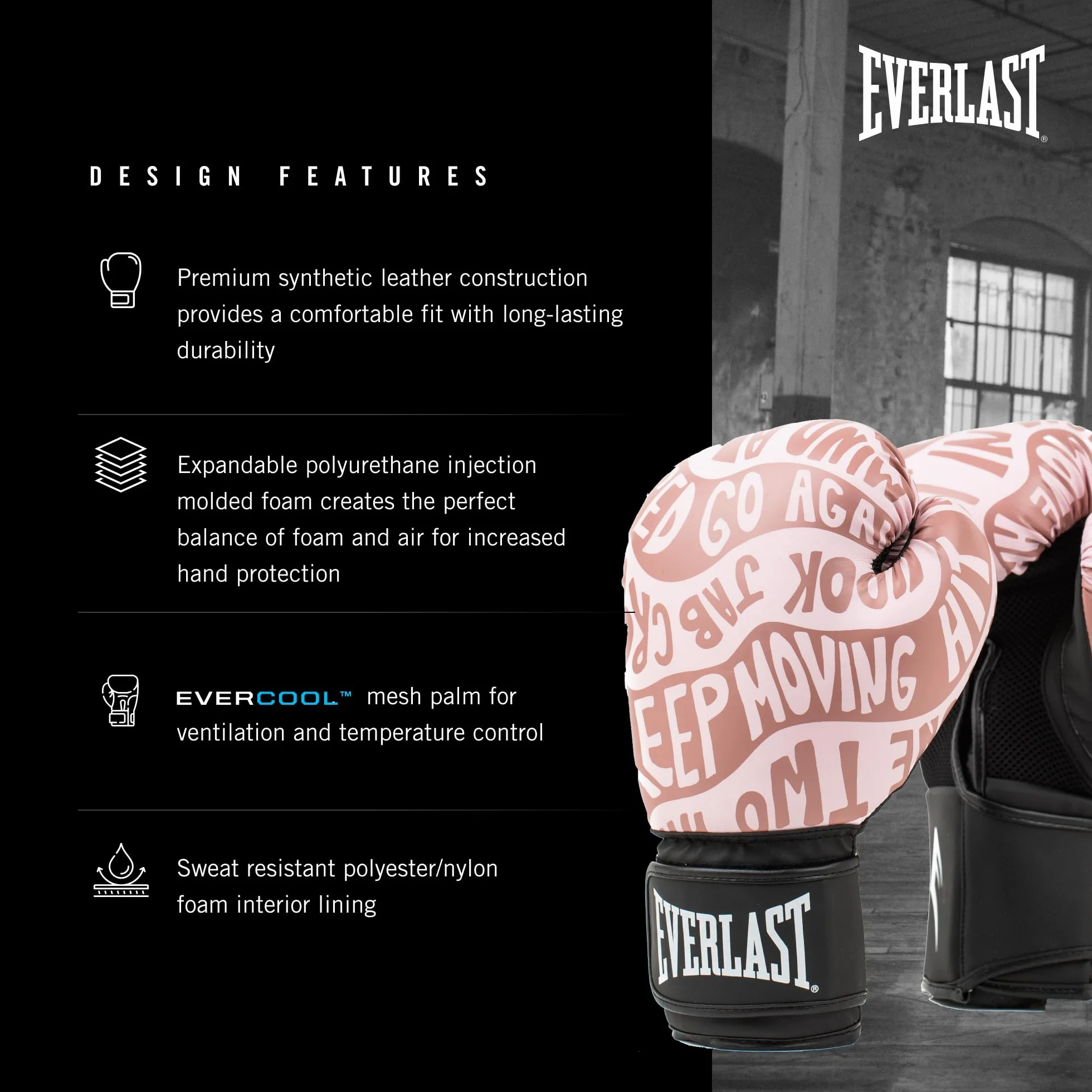 Everlast Spark Boxing Gloves Faux Leather for Bags Mitt Work & Fitness Classes Hook & Loop