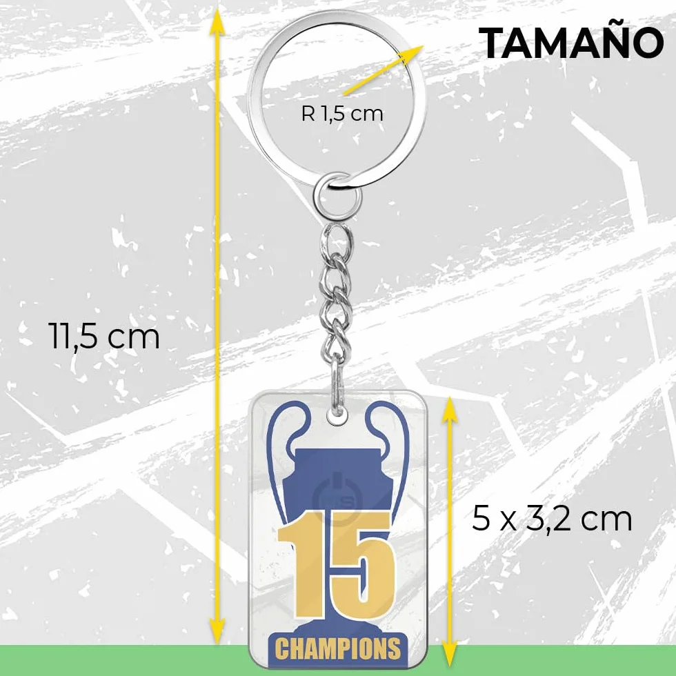 Bandera Oficial Real Madrid 150x100 cm + Llavero 15 Champios | Escudo Centro Producto Oficial