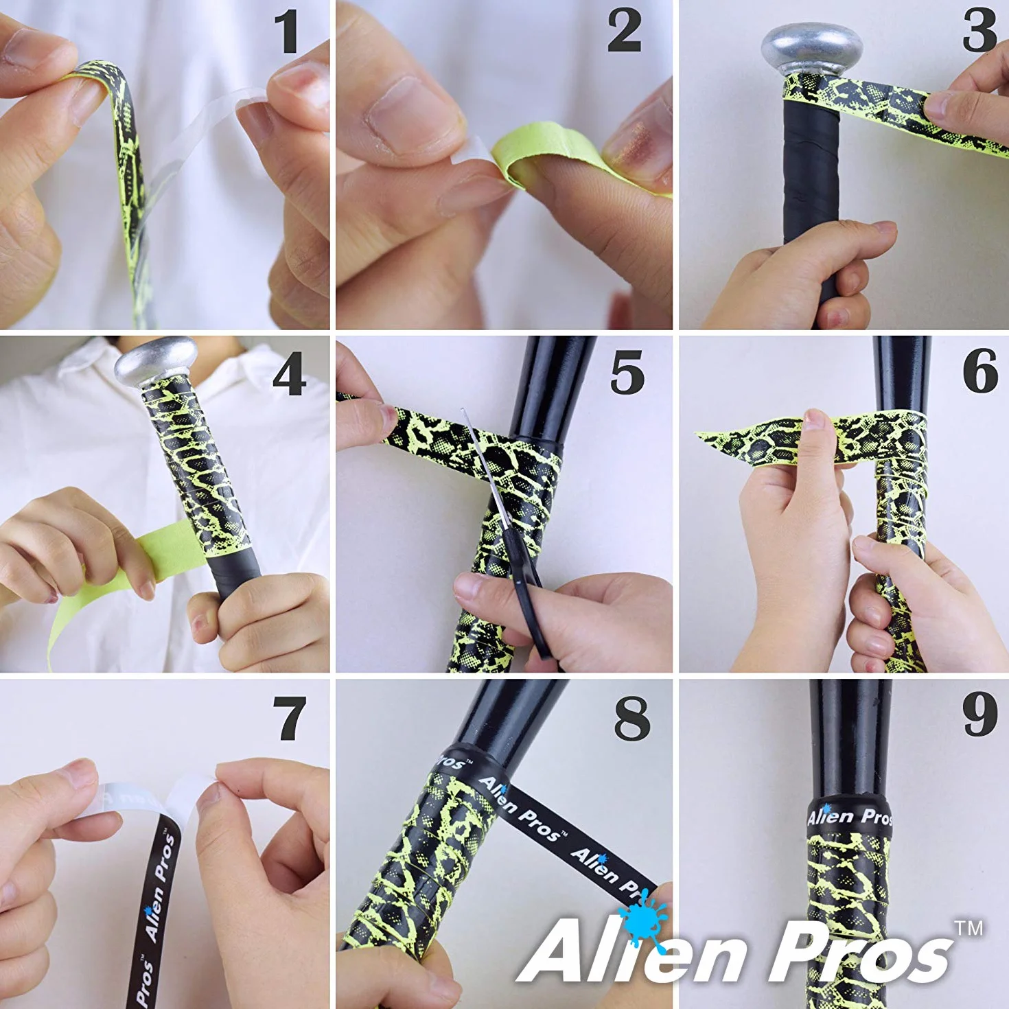 Alien Pros Cinta de Agarre para Béisbol 2 Grips 4 Grips 1.1 mm Esparadrapo Precortado para Bates