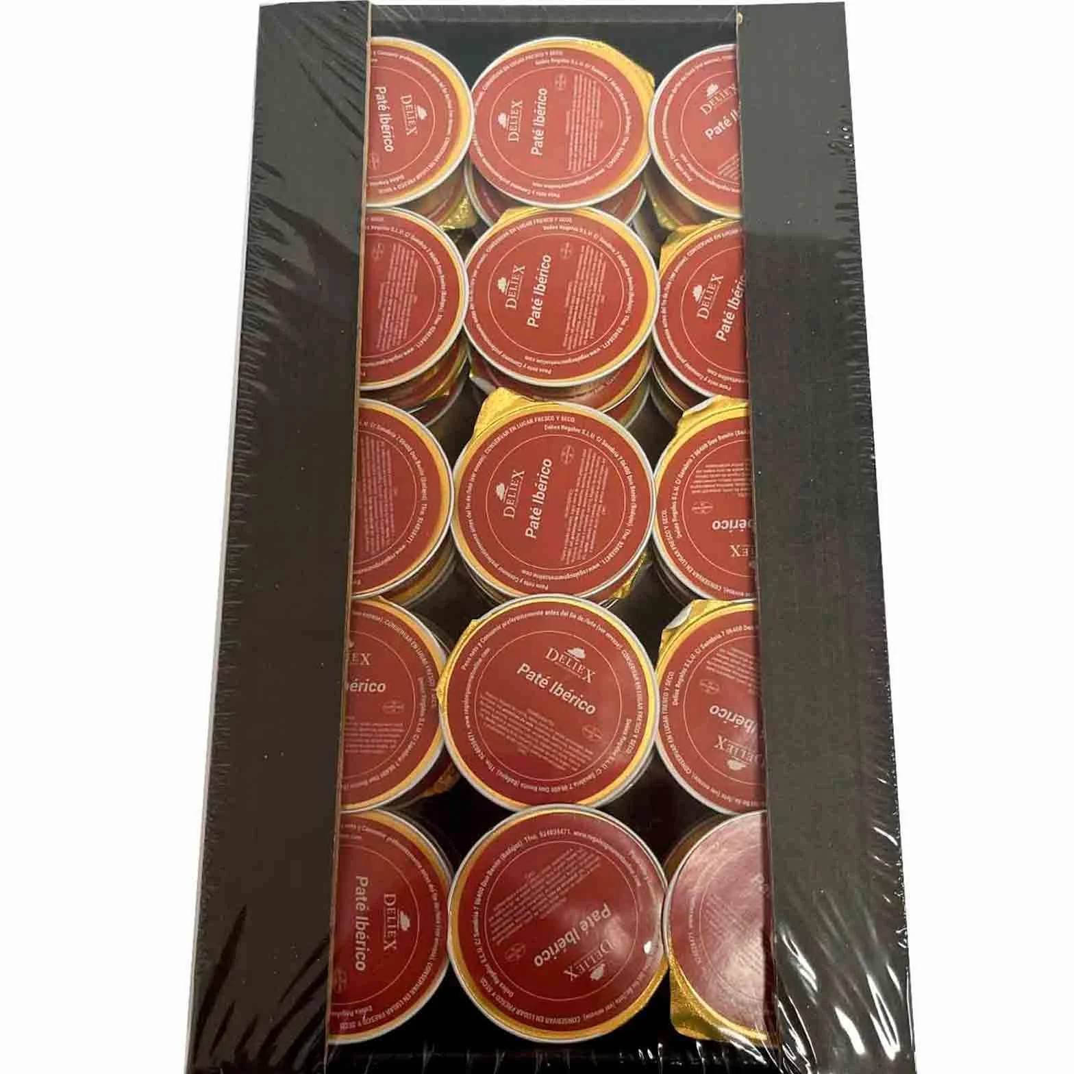 Deliex - Monodosis de patés y cremas 45 u x 25 gr, crema de jamón york, paté ibérico y crema de lomo para tostadas, meriendas o tapeo sin desperdicio. (Bandeja 45 x 25 gr, Paté ibérico)