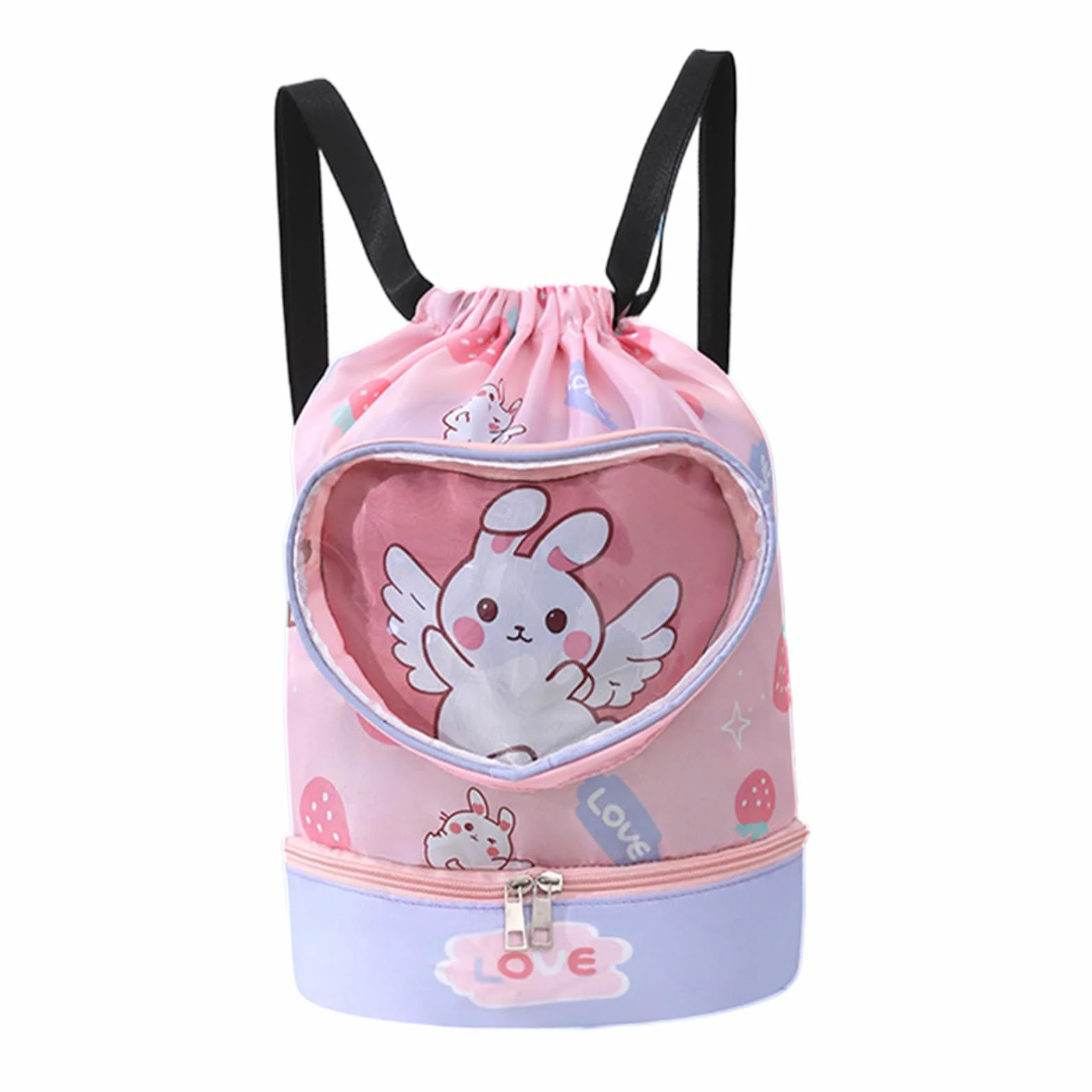 Genérico Kids Pool Bag Waterproof Cartoon Swim Backpack 14.17x11.81 Inches Lightweight Drawstring Dry Wet Separation Quick-Dry Multicolor