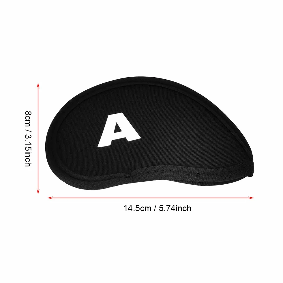 Funda de Protección para Palos de Golf - 10 Cobertores de Neopreno con Números y Letras, Impermeable, Negro