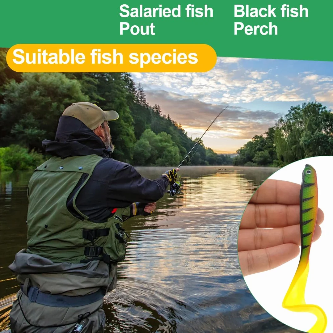 XPEX Señuelos de Pesca Blandos 8 Piezas, Cebos Artificiales de Goma para Agua Salada y Dulce