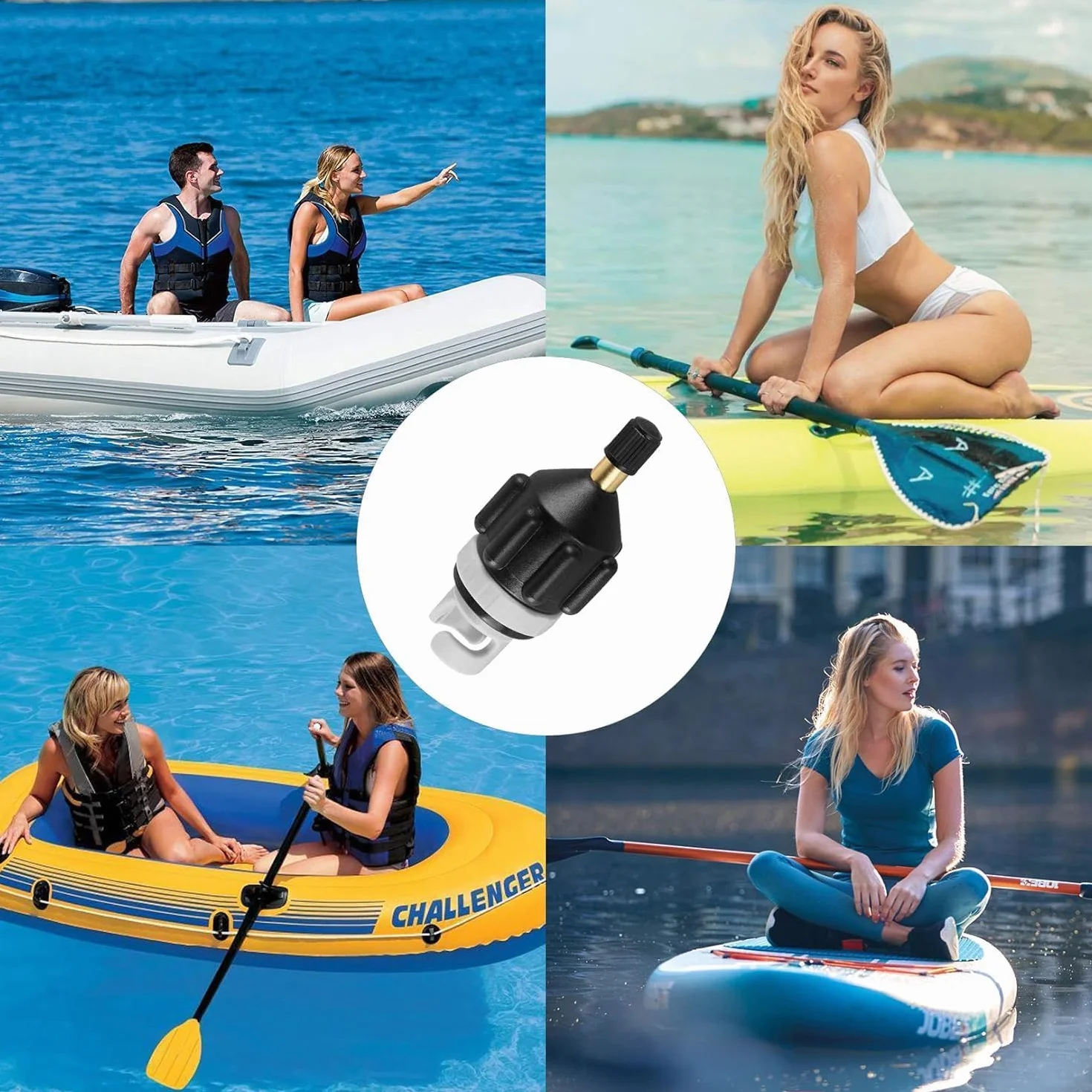 Adaptador Válvula para Bomba de Aire Inflable para Canoa, Paddle Board, Bote Inflable, Kayak
