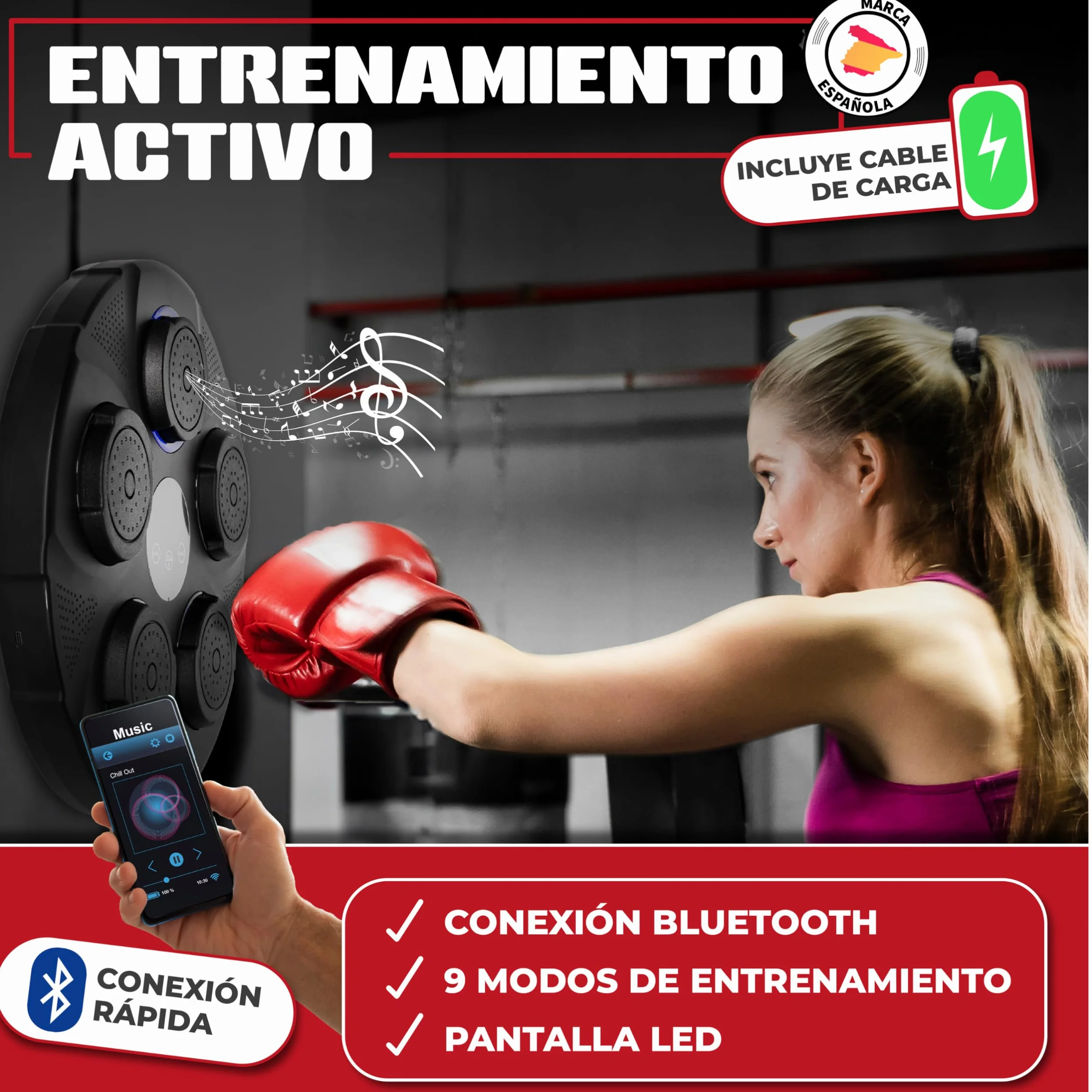 Máquina de Boxeo Musical con Guantes para Niños y Adultos