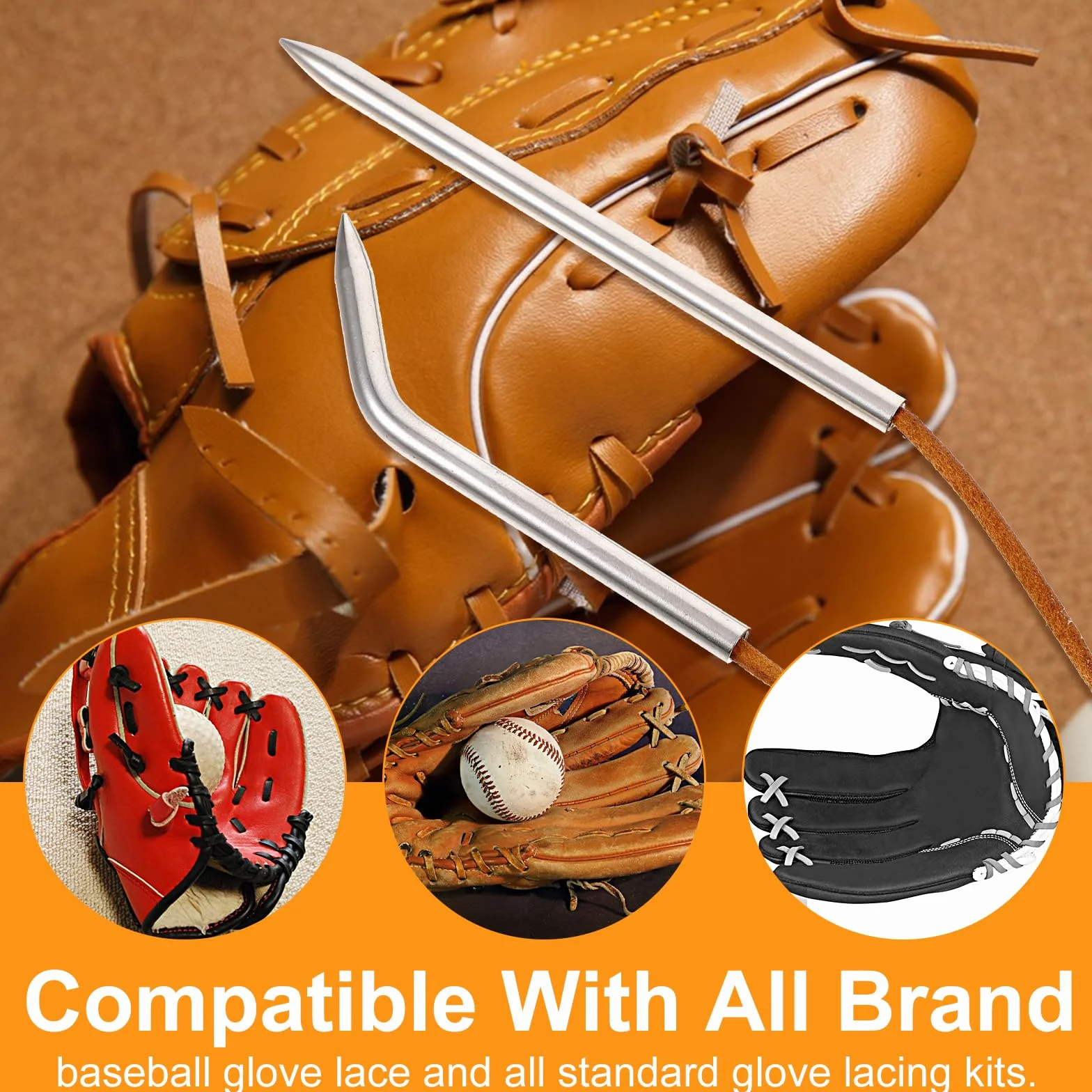 Juego de Reparación de Guantes de Béisbol con Aguja de Acero Inoxidable, 5 Piezas