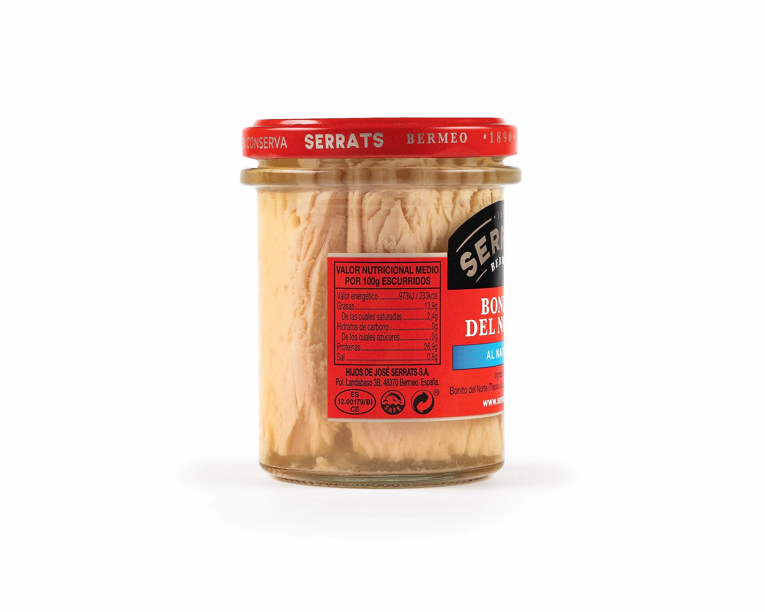 CONSERVAS SERRATS - Bonito del Norte del Cantábrico al Natural Sin Aceite - 6 Frascos x 190g (Total: 1140g) - Elaboración Artesanal desde 1890 - Sin Gluten - Rico en Omega 3