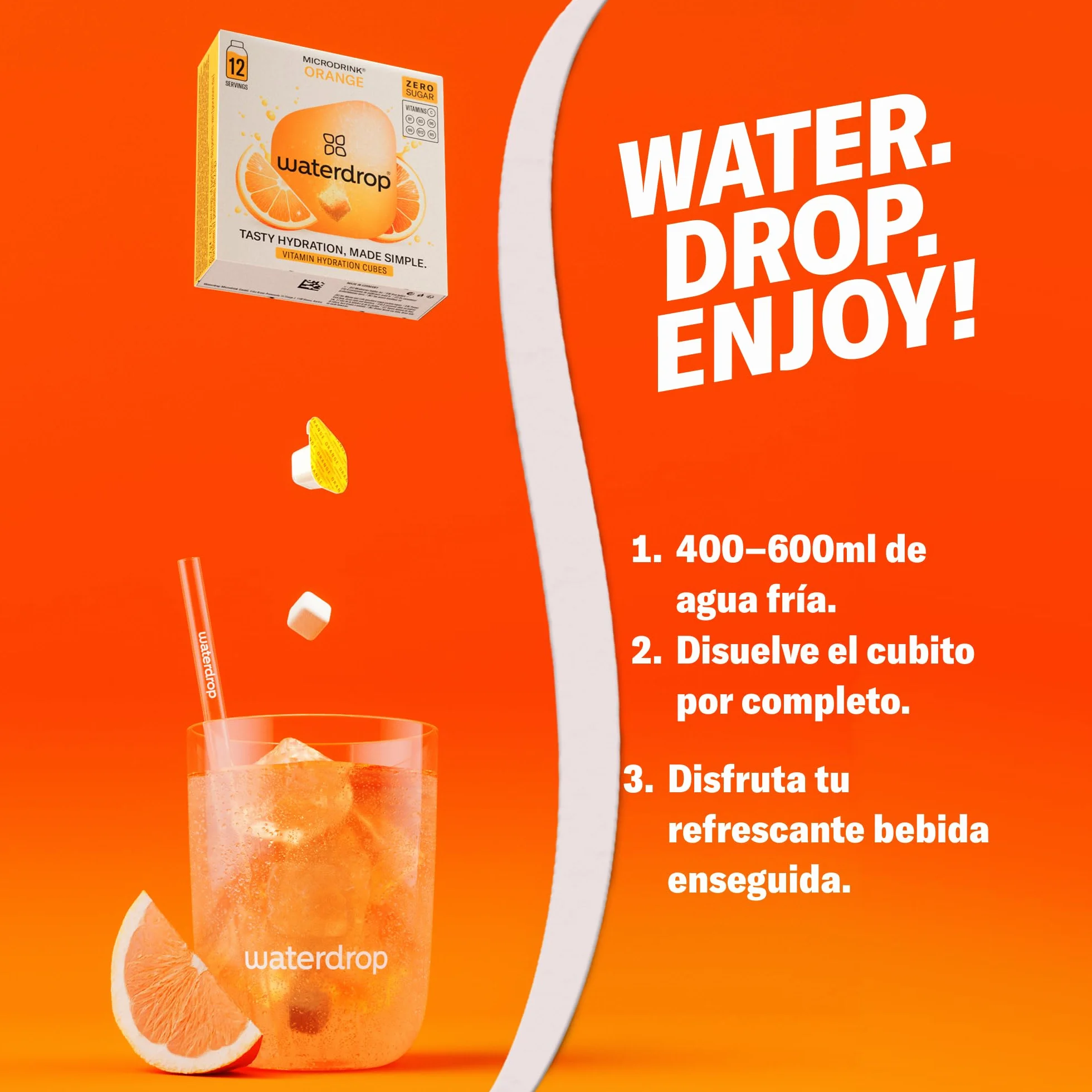 waterdrop® Mix Sabores de Frutas, 36 Pastillas Saborizantes Para Agua, Bebidas Sin Azúcar, Sabores Agua: Naranja, Limón, Pomelo, Refresco Instantaneo, Sobres