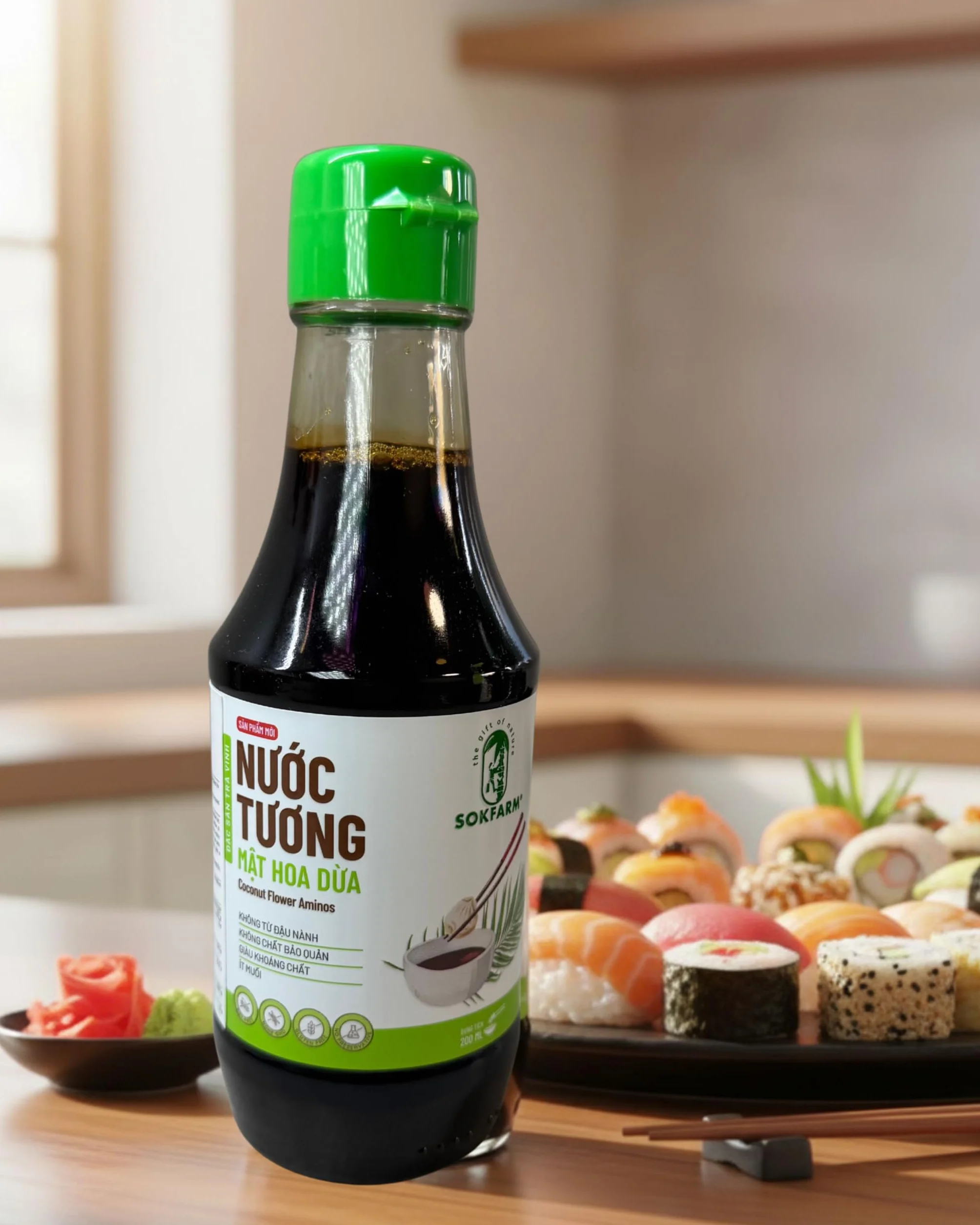 Salsa condimentosa de aminococo – alternativa a la salsa de soja – Vegano, sin gluten, sin soja – Botella de 200 ml