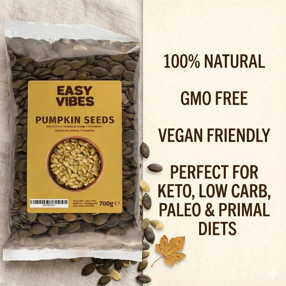 Easy Vibes - Semillas de Calabaza Peladas (700g) - Crudas y Sin sal | Pipas de Calabaza