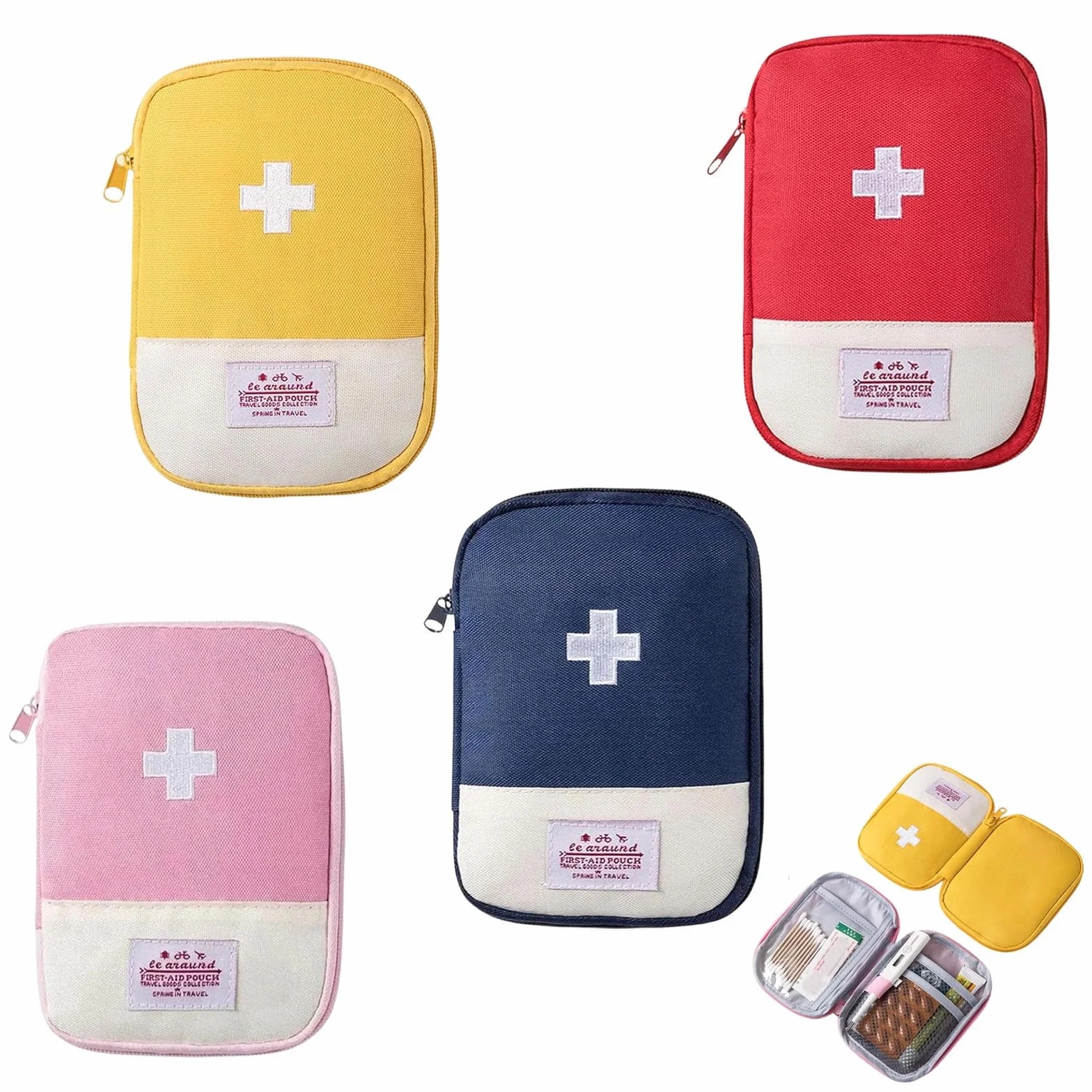 Botiquín de Primeros Auxilios 4 Piezas, Mini Bolsa Médica Vacía, Portátil para Emergencias Hogar Oficina Viajes