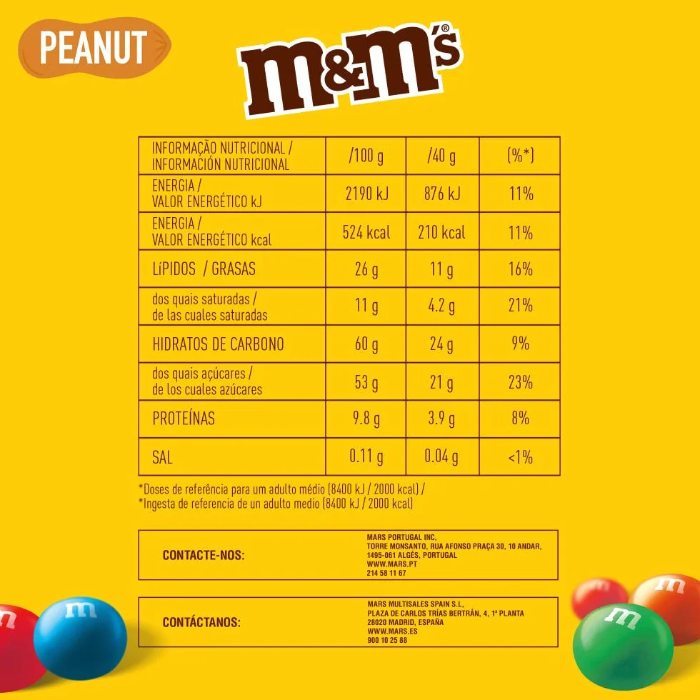M&M's Peanuts Snack en Bolitas de Colores de Cacahuete y Chocolate con Leche, regalo (1kg)