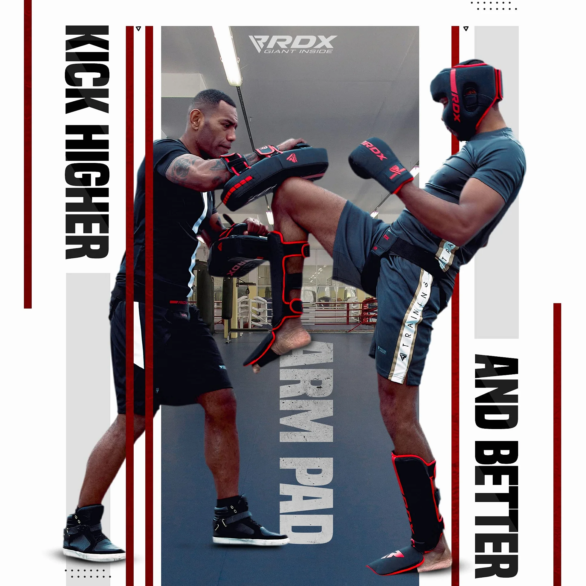 RDX Thai Pads Muay Thai Kick Boxing Entrenamiento Cuero Boxeo Almohadilla Escudo Manoplas MMA Kicking Sparring