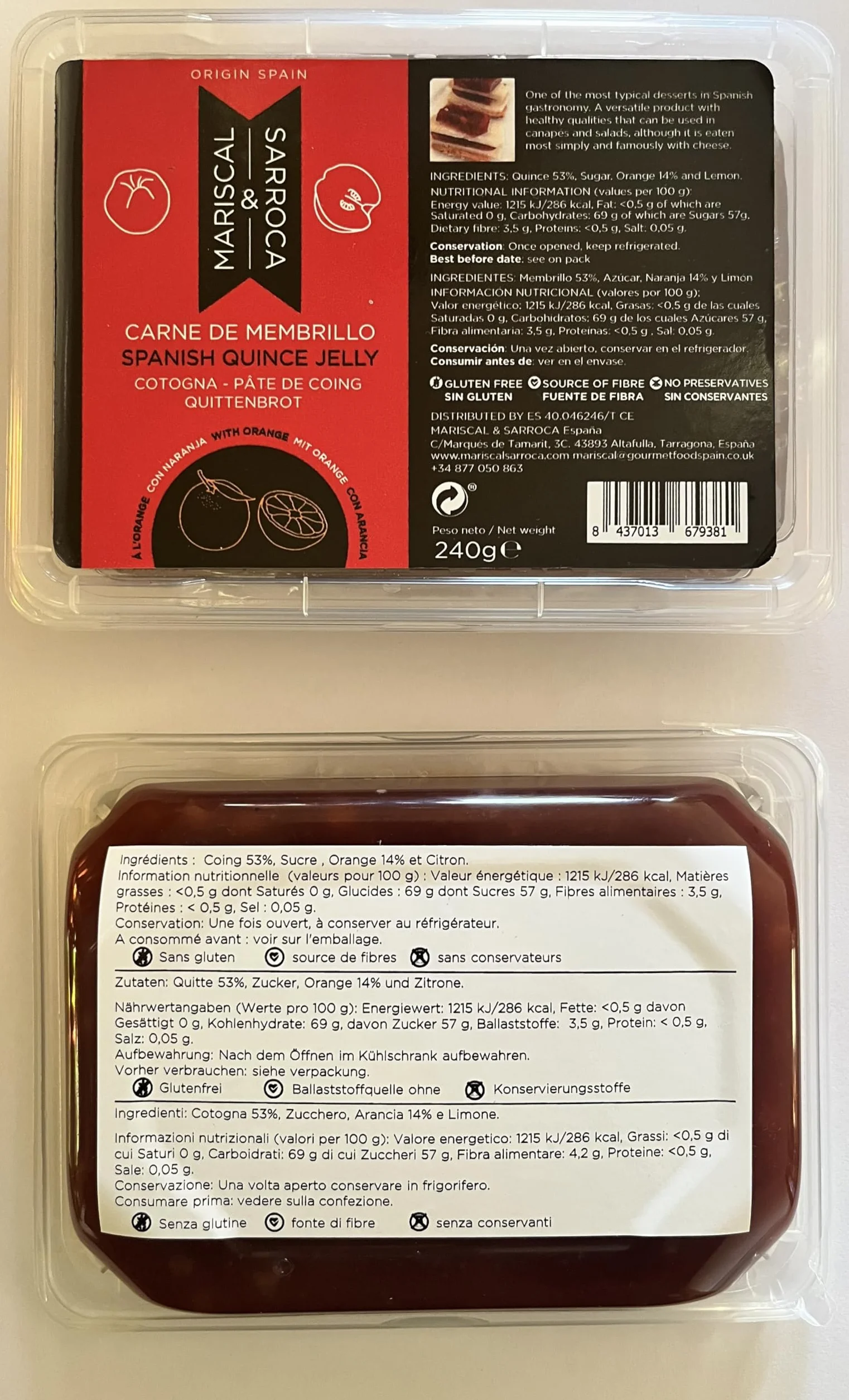 Pack Membrillos 4 x240g Mariscal & Sarroca : Original, con Naranja, con Nueces y con Higos