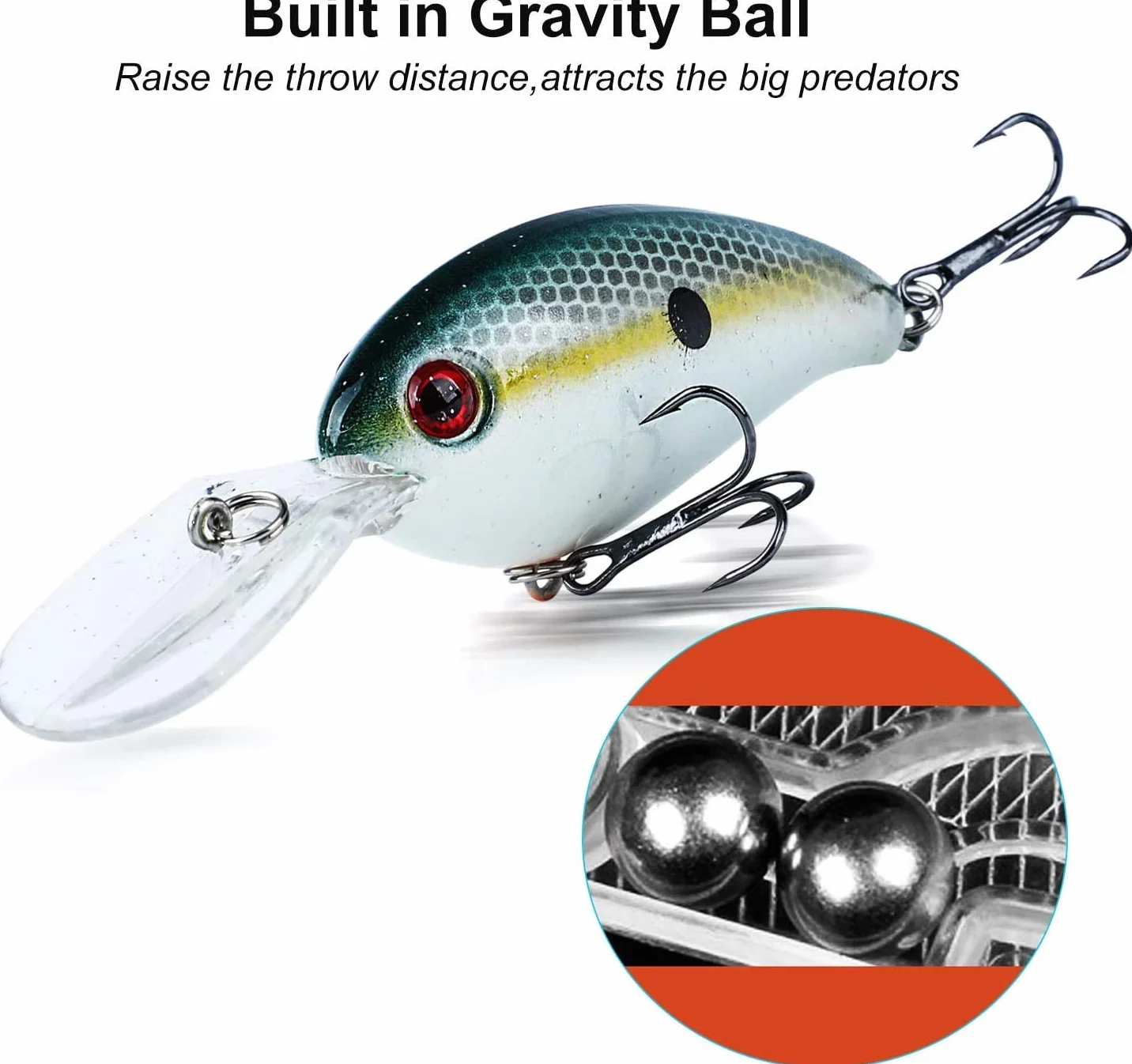 Sougayilang Señuelos de Pesca Superficial Buceo Profundo Swimbait Crankbait 8pcs