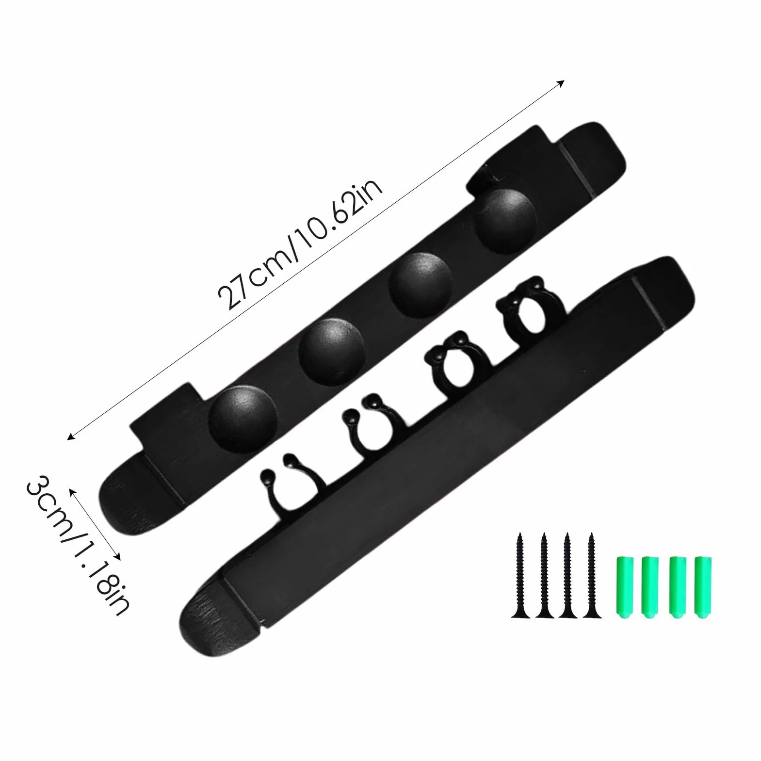 Soporte de pared para tacos de billar de madera dura con 4 clips