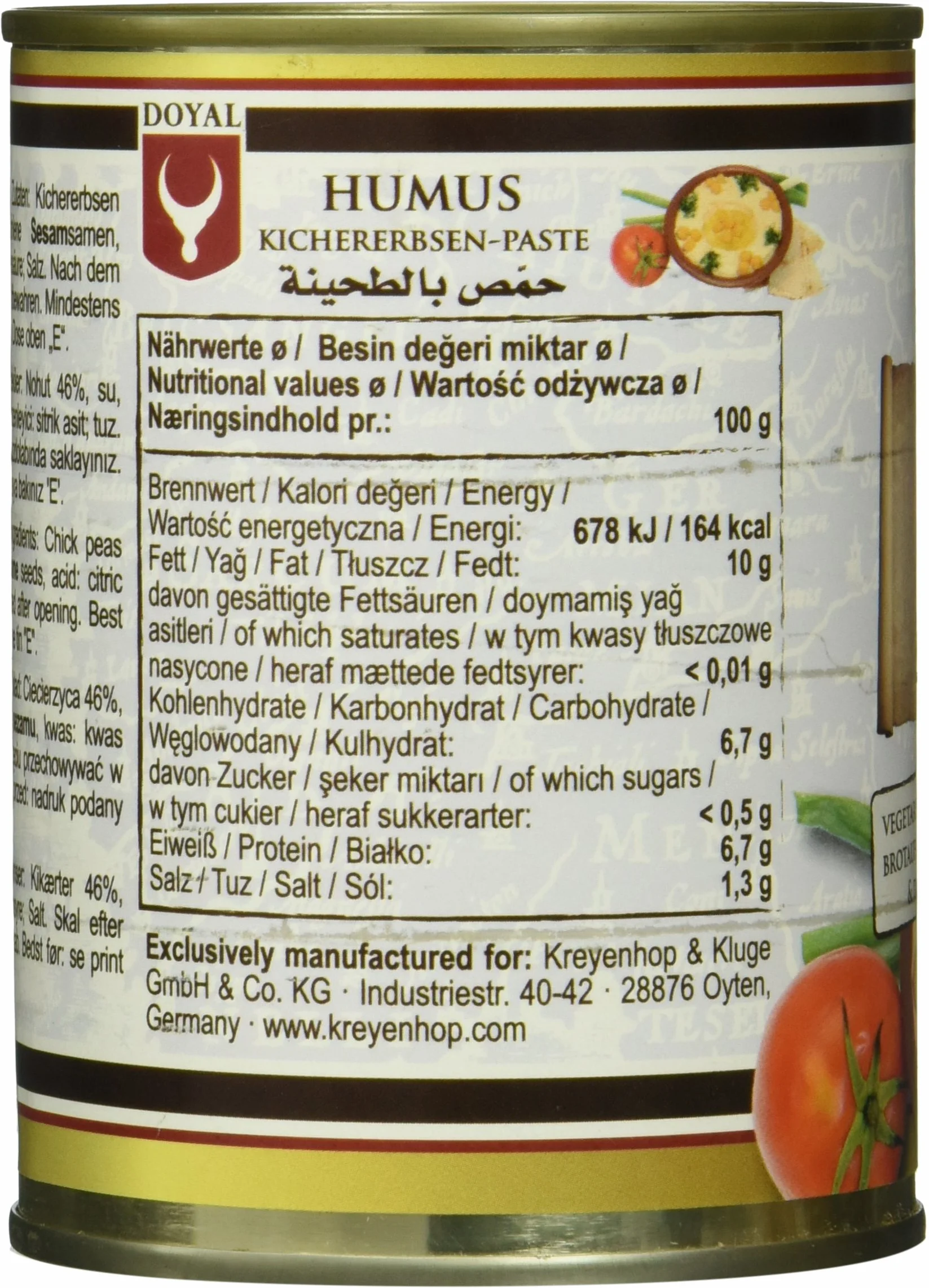 Hummus libanés en lata 400 g cremoso de garbanzos y tahina para dipear, untar y recetas