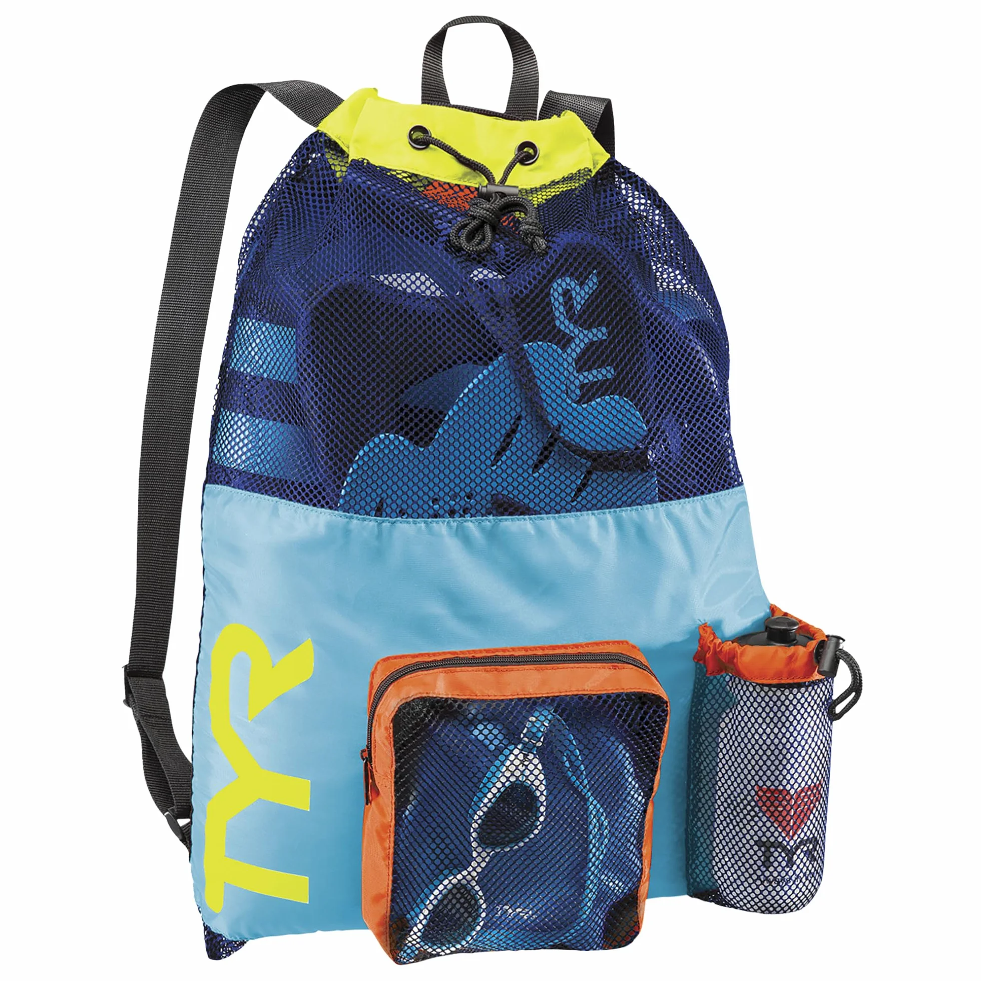 TYR Big Mesh Mummy Bckpk Mochila, Unisex Adulto, Azul/Amarillo, Talla Única