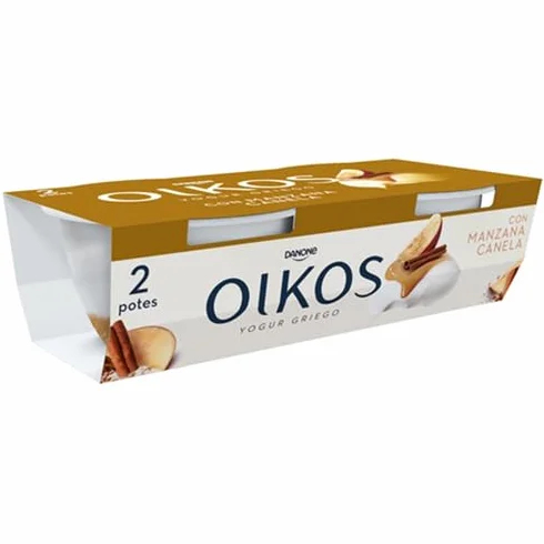 OIKOS Yogur griego 2x110 Danone (Pack de 6 Und.) REFRIGERADO (Yogur griego con manzana y canela)