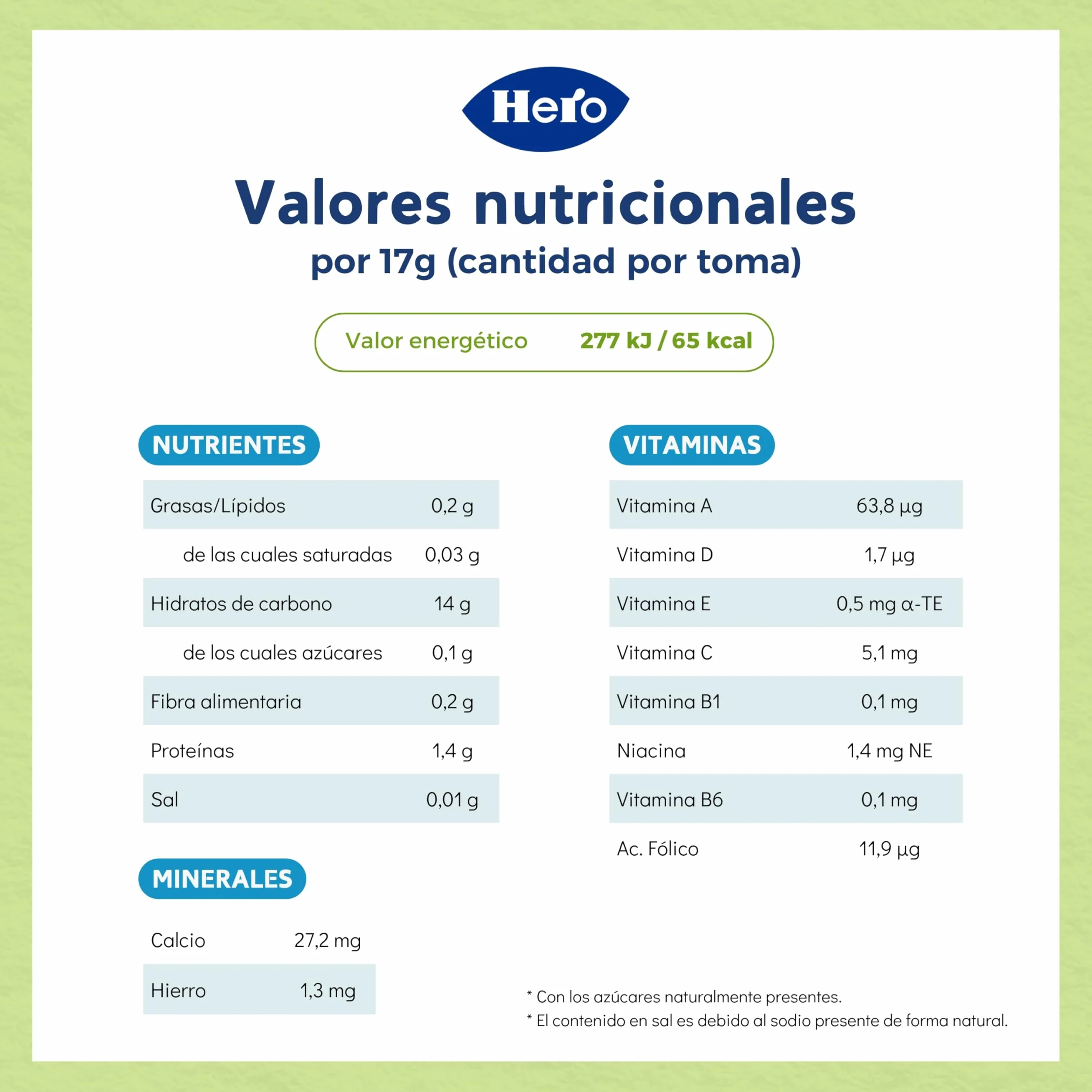 Hero Solo Papilla Crema de Arroz, Sin Gluten, Rica en Fibras y Vitaminas, Sabor Natural para Bebés, a partir de 4 meses, Pack x 6 units x 220 g