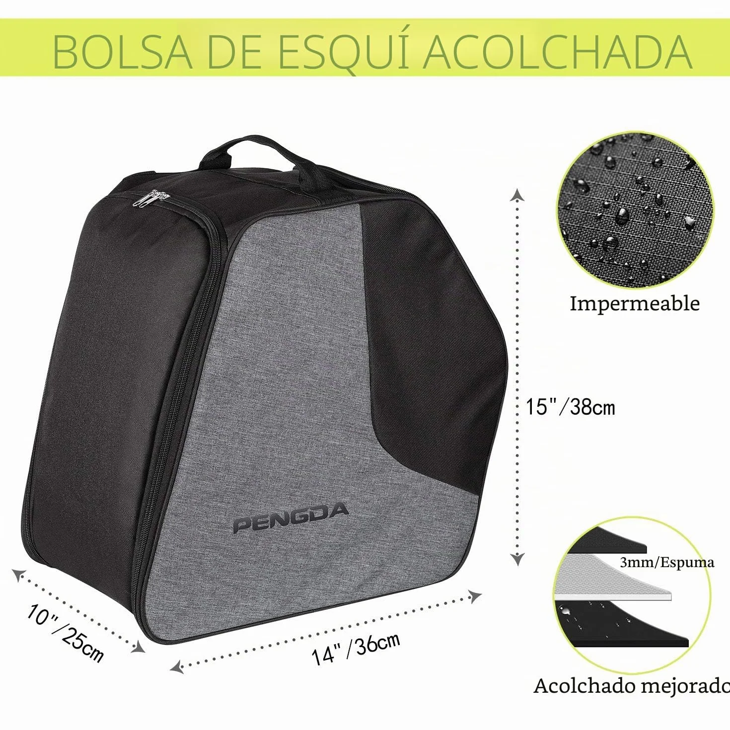 PENGDA Bolsa extragrande para botas de esquí con compartimento para casco