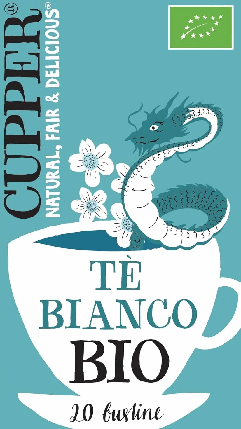 Cupper - 20 Bolsitas de Té Blanco Ecológico - Sin Azúcar Añadido - Apto para Veganos - Propiedades Antioxidantes - Sabor Suave con Toques Cítricos - Sin Leche, Huevo ni Lactosa
