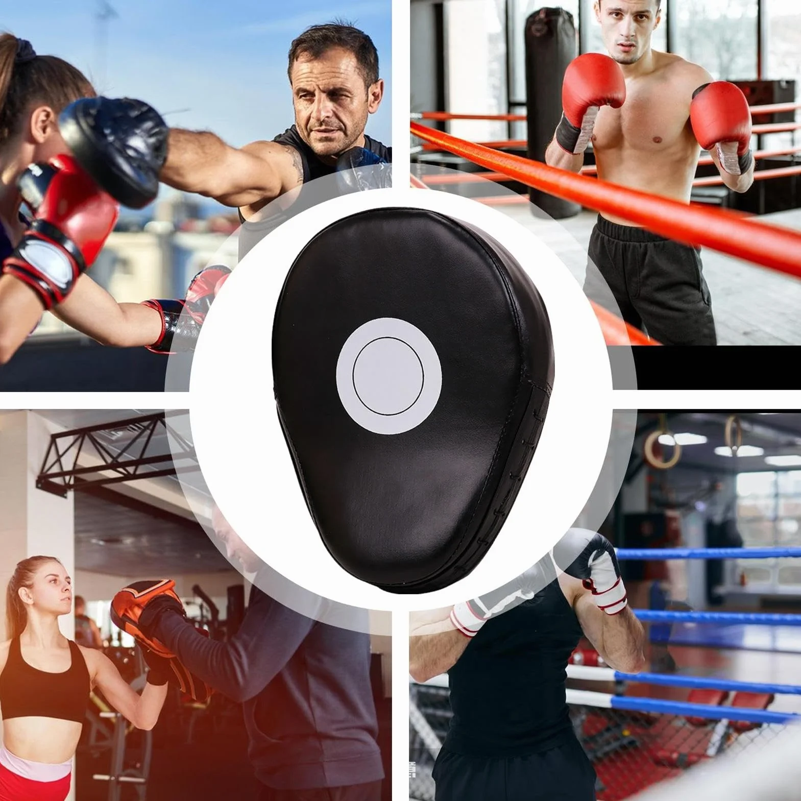 Manoplas de boxeo de cuero PU para adultos, almohadillas de MMA y entrenamiento