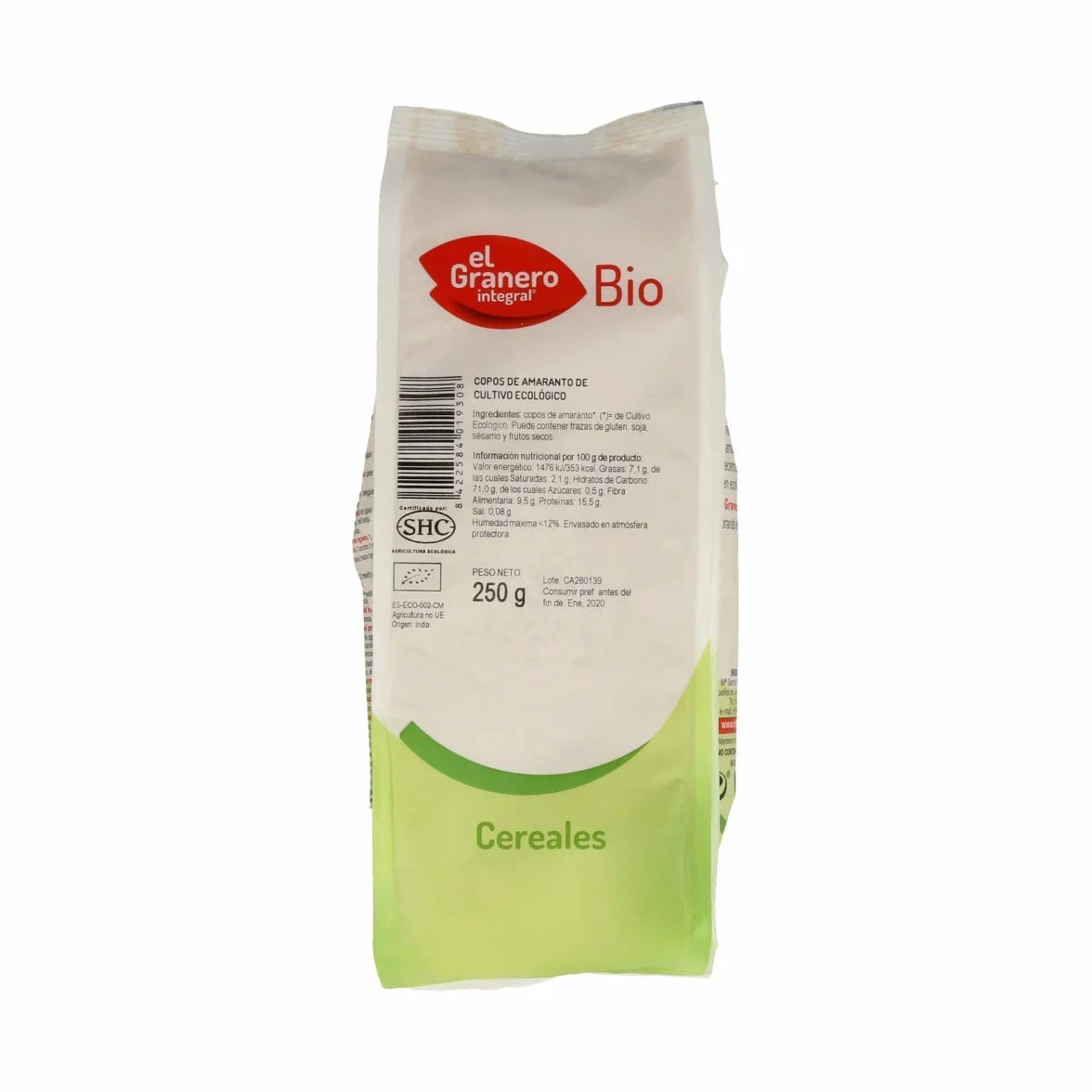 Copos de Amaranto El Granero Integral 250 g Fuente de Fibra Proteína Hierro Calcio